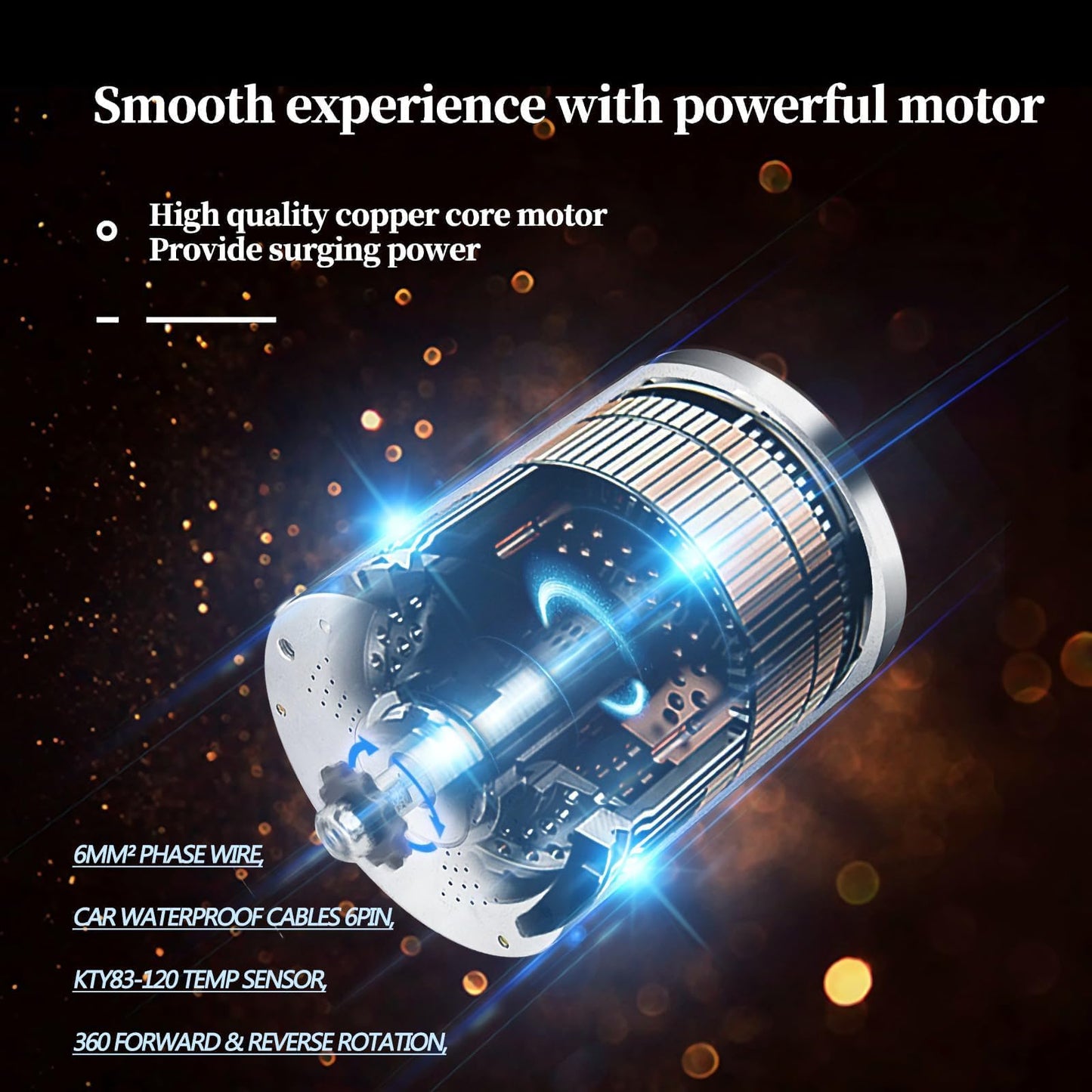 Kunray Electric DC Motor 72V 3000W Motor, Electric Scooter Brushless Motor Max Speed 6700rpm, Electric Dirt Bike Motor Engine, Go Kart Electric Motor with Temperature Sensing