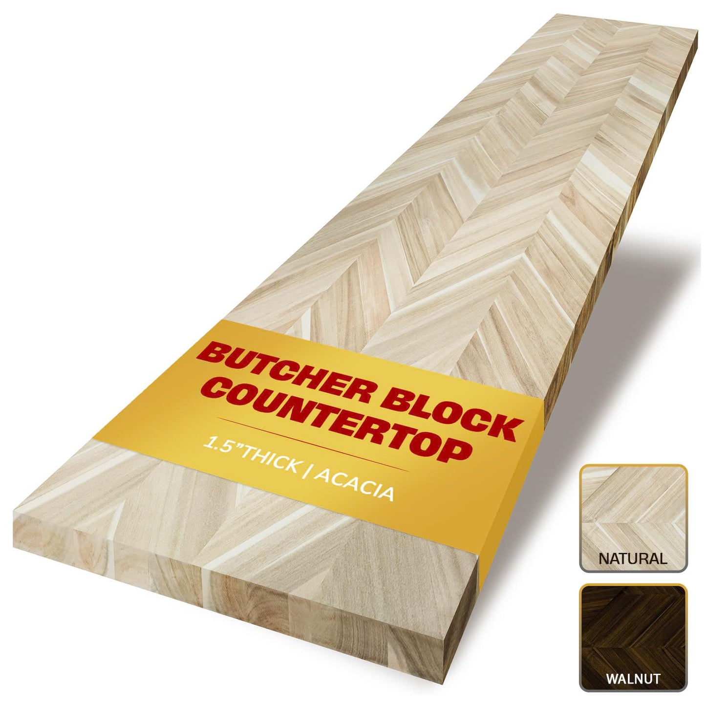 Howizz Chevron Butcher Block Countertop 48 x 25 x 1.5 Inches, Unfinished Acacia Solid Wood Table Top for Desk Top, Workbench Top, Kitchen Countertop