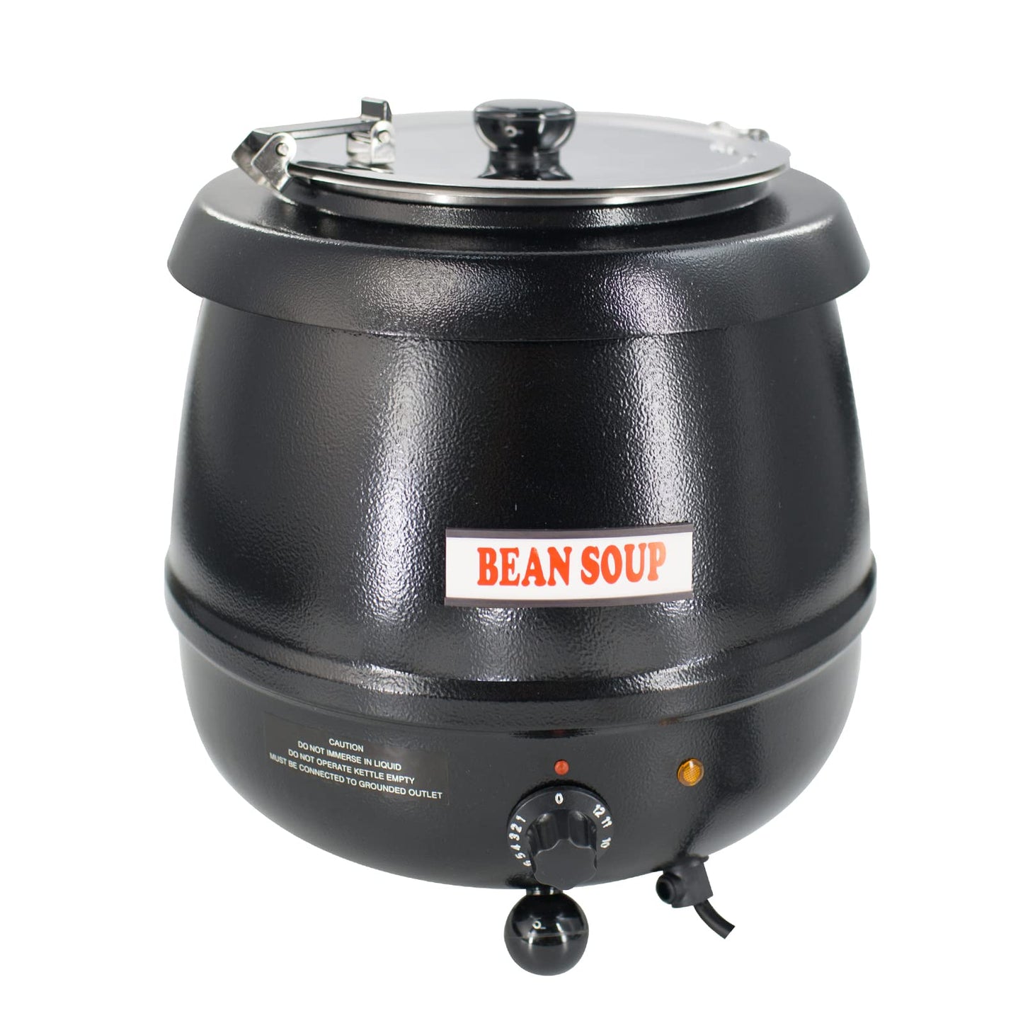 11Qt Commercial Soup Warmer, 400W Buffet Food Warmer Soup Kettle with Hinged Lid & Detachable Pot, Temperature Control (105-195°F) for Soups, Chili, Stew, Nacho Cheese - Black