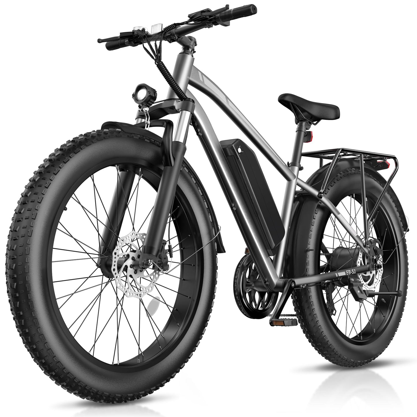 Loeook Electric Bike for Adults, 1000W Peak 25MPH 60Miles Ebike,48V 13AH Battery Electric Mountain Bike, 26" x 4'' Fat Tire Electric Bicycle with Rear Rack, Fenders, 7 Speed, UL 2849 Certified