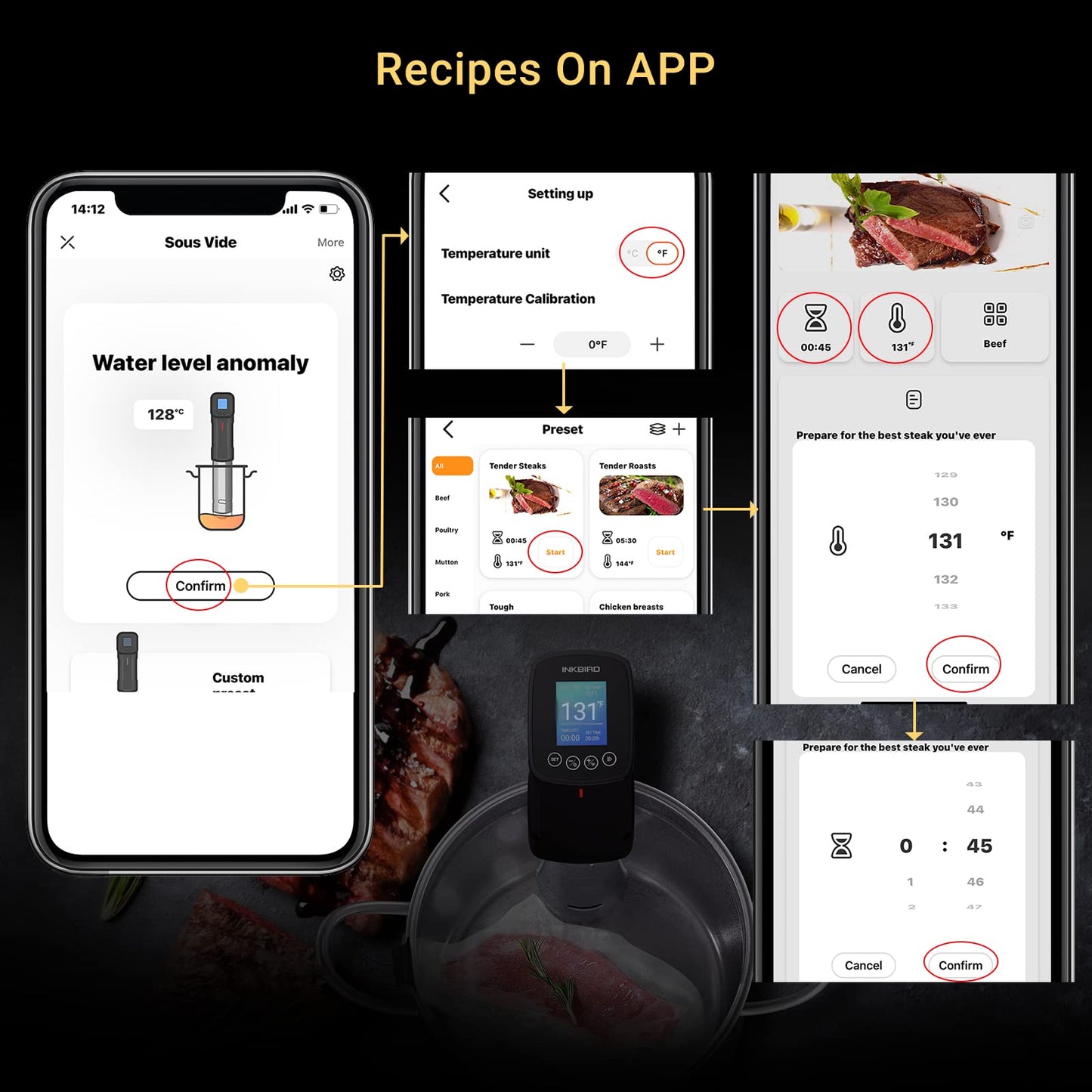 INKBIRD WIFI Sous Vide Cooker & 44PCS Vacuum Sealer Pump Sous Vide Starter Kits with 30PCS Sous Vide Bags, Recipes on APP,1000W Sous-Vide Machine for Steak