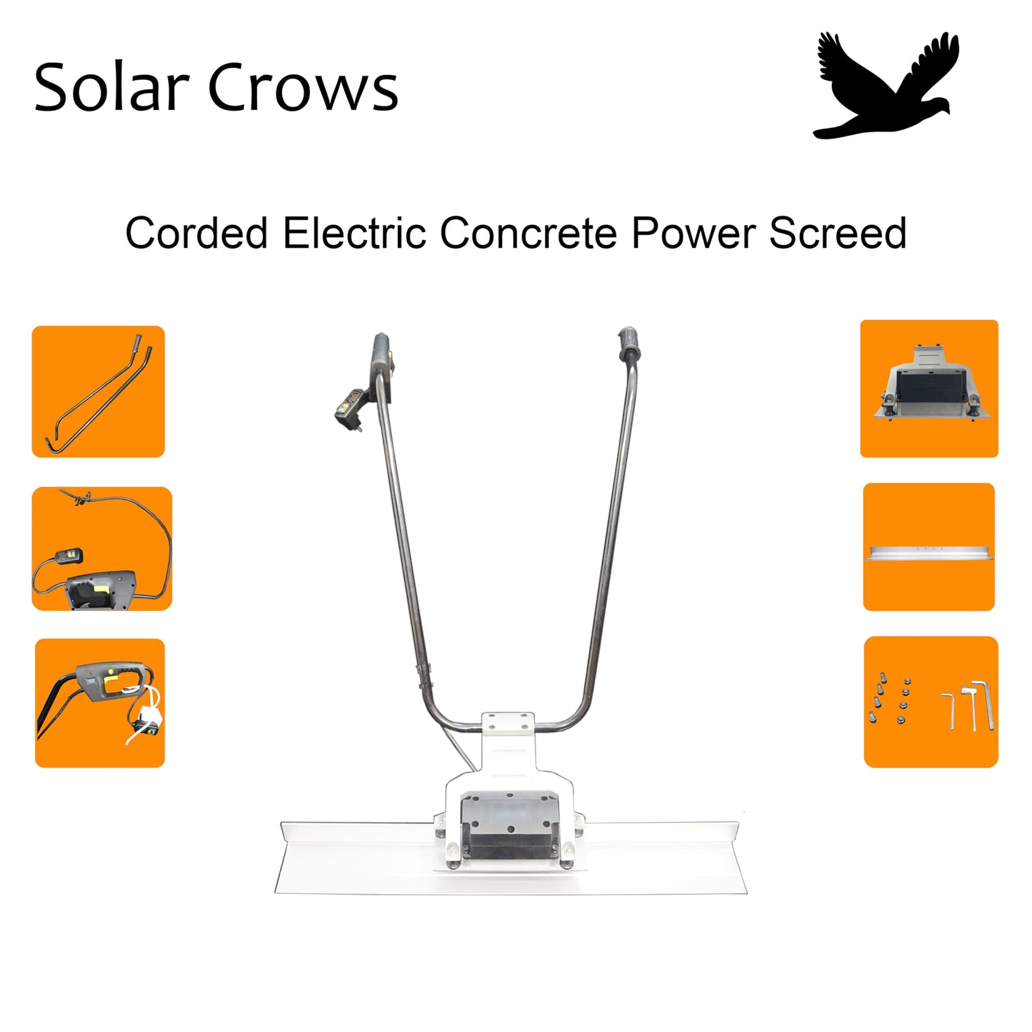 SOLAR CROWS Corded Electric Concrete Power Screed - Heavy Duty Vibratory Leveling Tool with an 1M (3.3 Feet) Harden Blade, Wet Cement Finishing Machine for Road Construction & Floor Smoothing