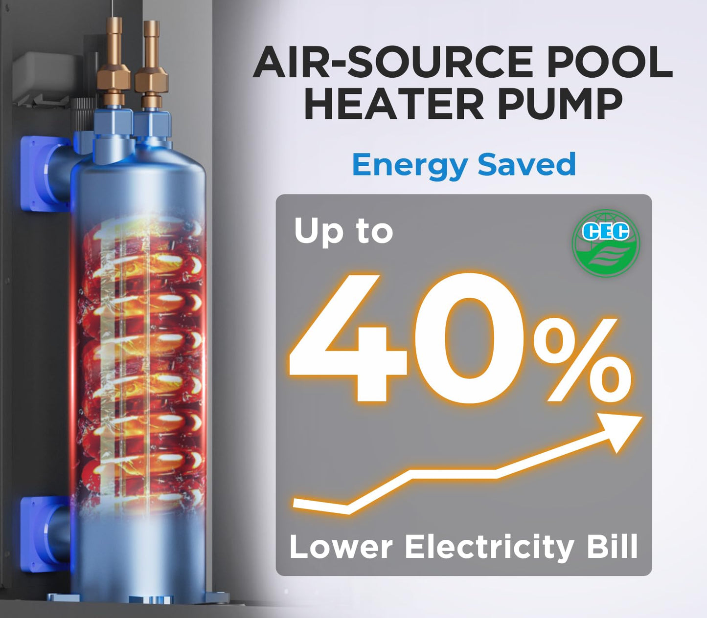 Varpoolfaye 16000 BTU Electric Heat Pump Pool Heaters for Above Ground Pools WiFi Control 5000 Gallon Pool Heater 120v 60Hz