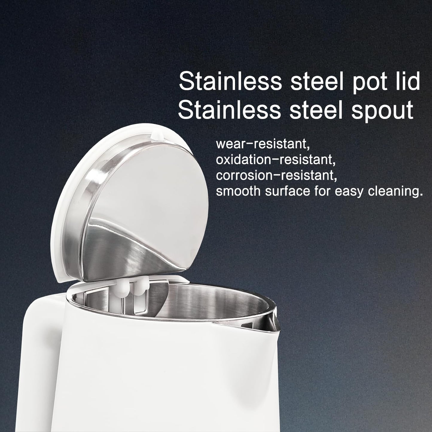QUAXWELL Electric Kettle, 1.5L Stainless Steel, Double Wall Cool Touch Teapot, Fast Boil,5 Temperature Control, LED Display, Auto Shut-Off, BPA-Free,Keep Warm Function, Ideal for Tea & Coffee,White