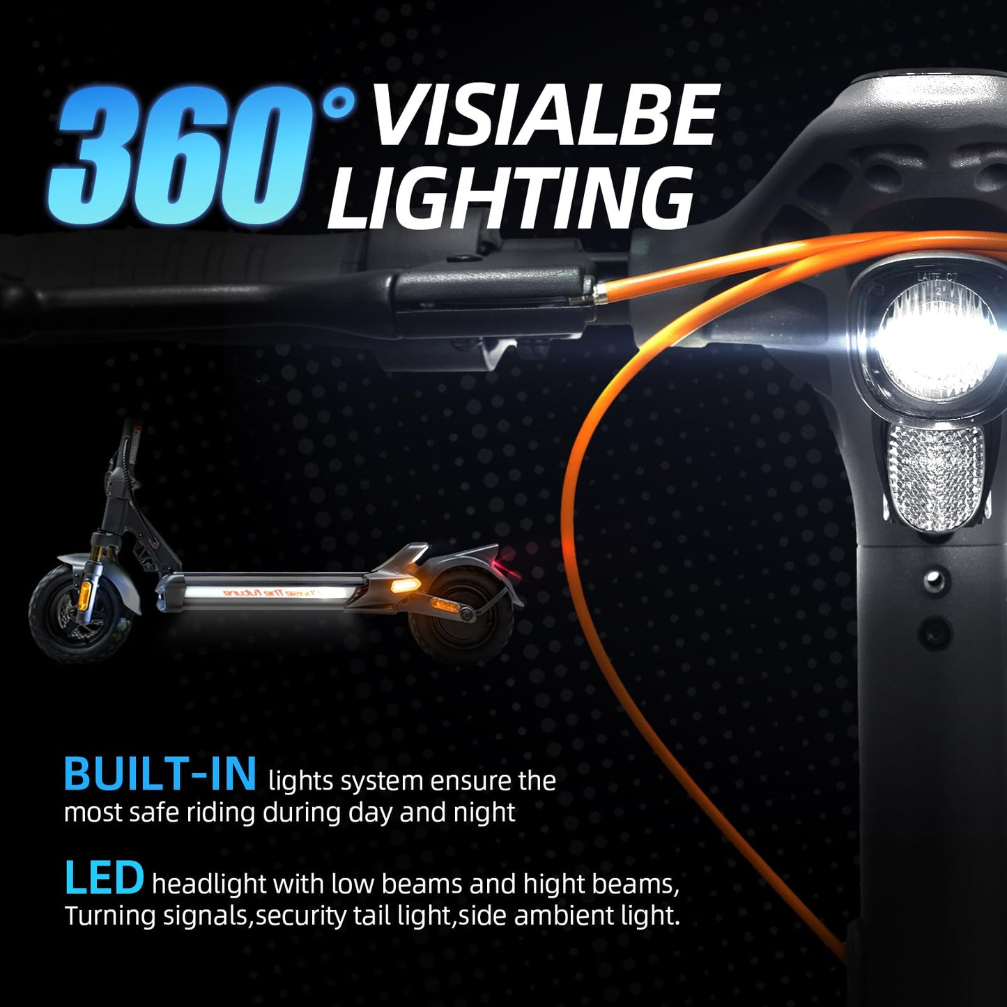 CUNFON RZ800 Electric Scooter, Up to 31MPH, 50 Miles Long Range, 1200W Off Road Motor, Dual Disc Brakes with EABS, Damping Adjustable Full Suspensions Adults E-Scooter with APP