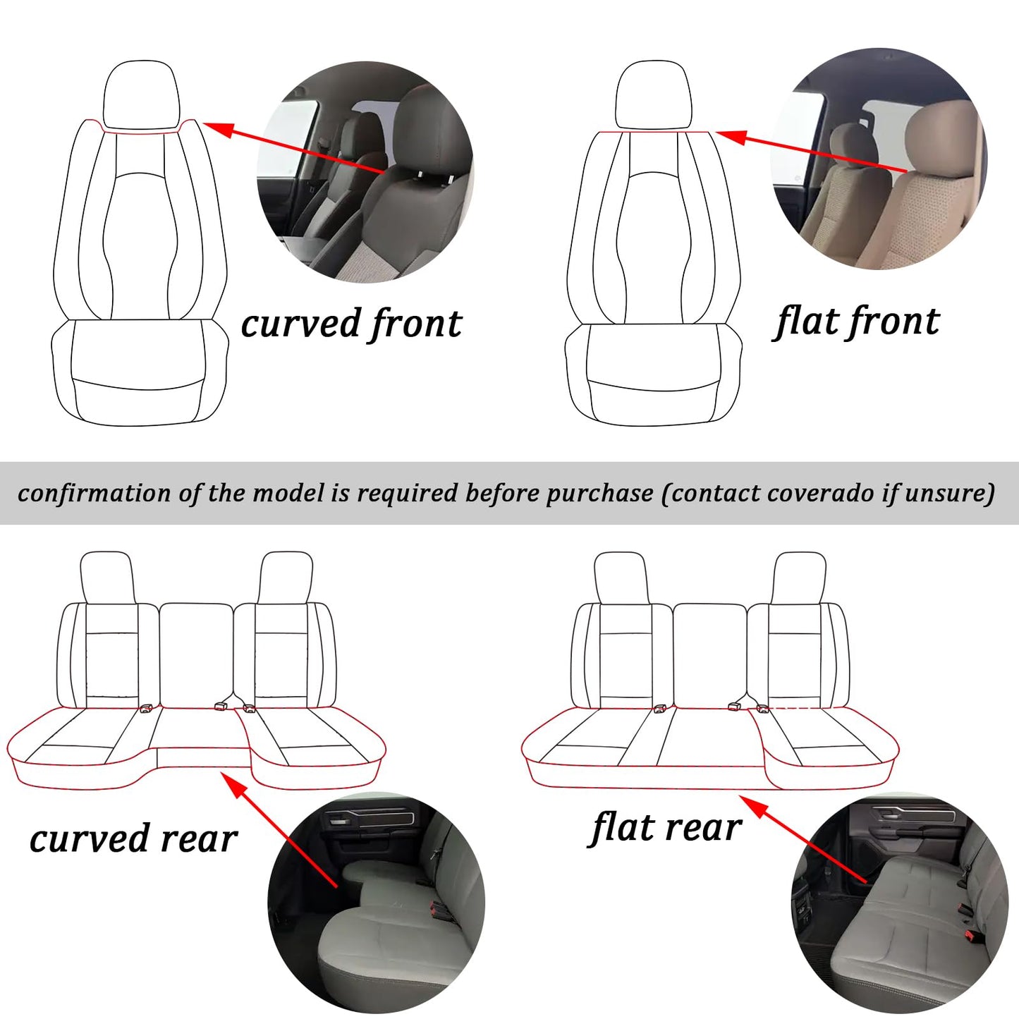 Coverado Leather Car Seat Covers Full Set, Dodge Waterproof Seat Covers for Car Fit for 2009-2018 Dodge RAM 1500, 2010-2024 2500 3500 Automotive Vehicle Seat Covers Protector for Trucks, Black