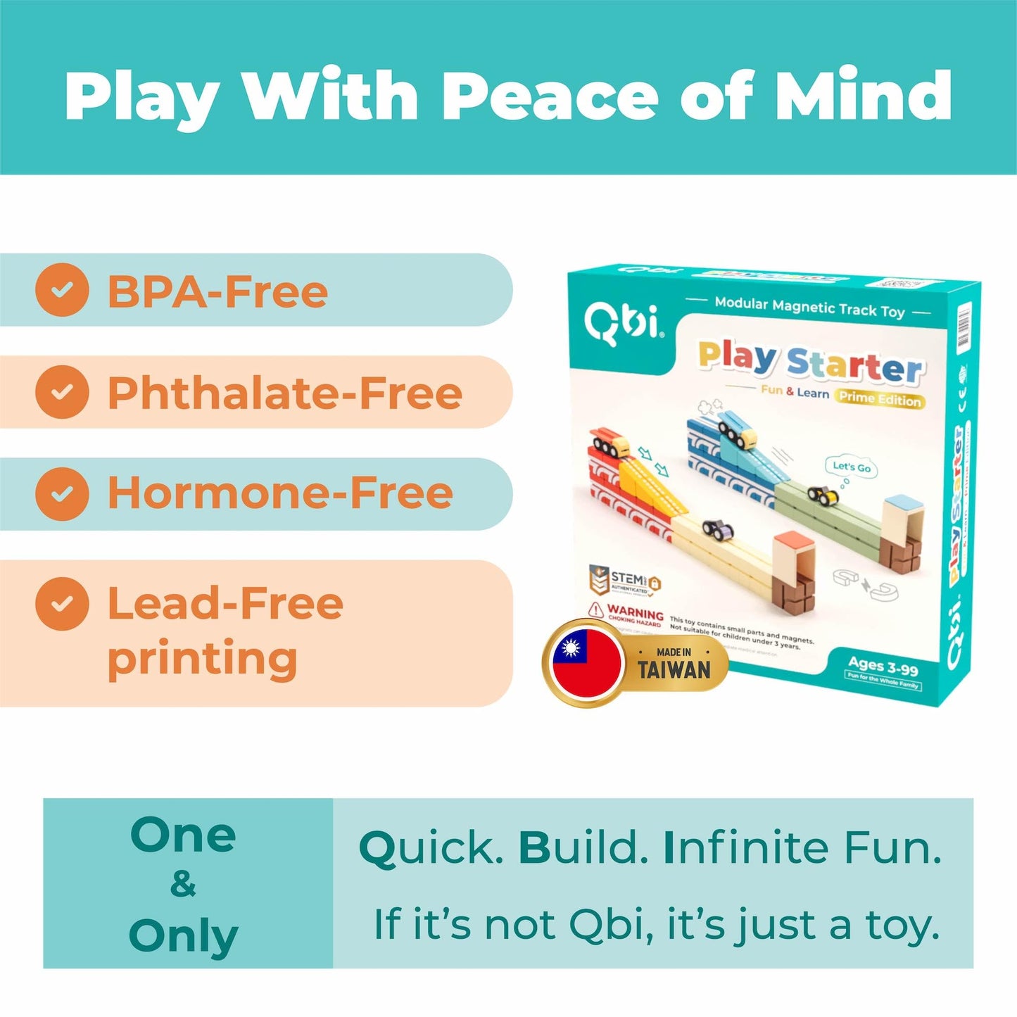 QBI STEM All-in-1 Toy Set with 6 Cars & Fruit Tiles | Open Ended Educational Sensory Magnet Cubes | Montessori Toys, Magnetic Building Blocks for Boys & Girls (68 Pieces)