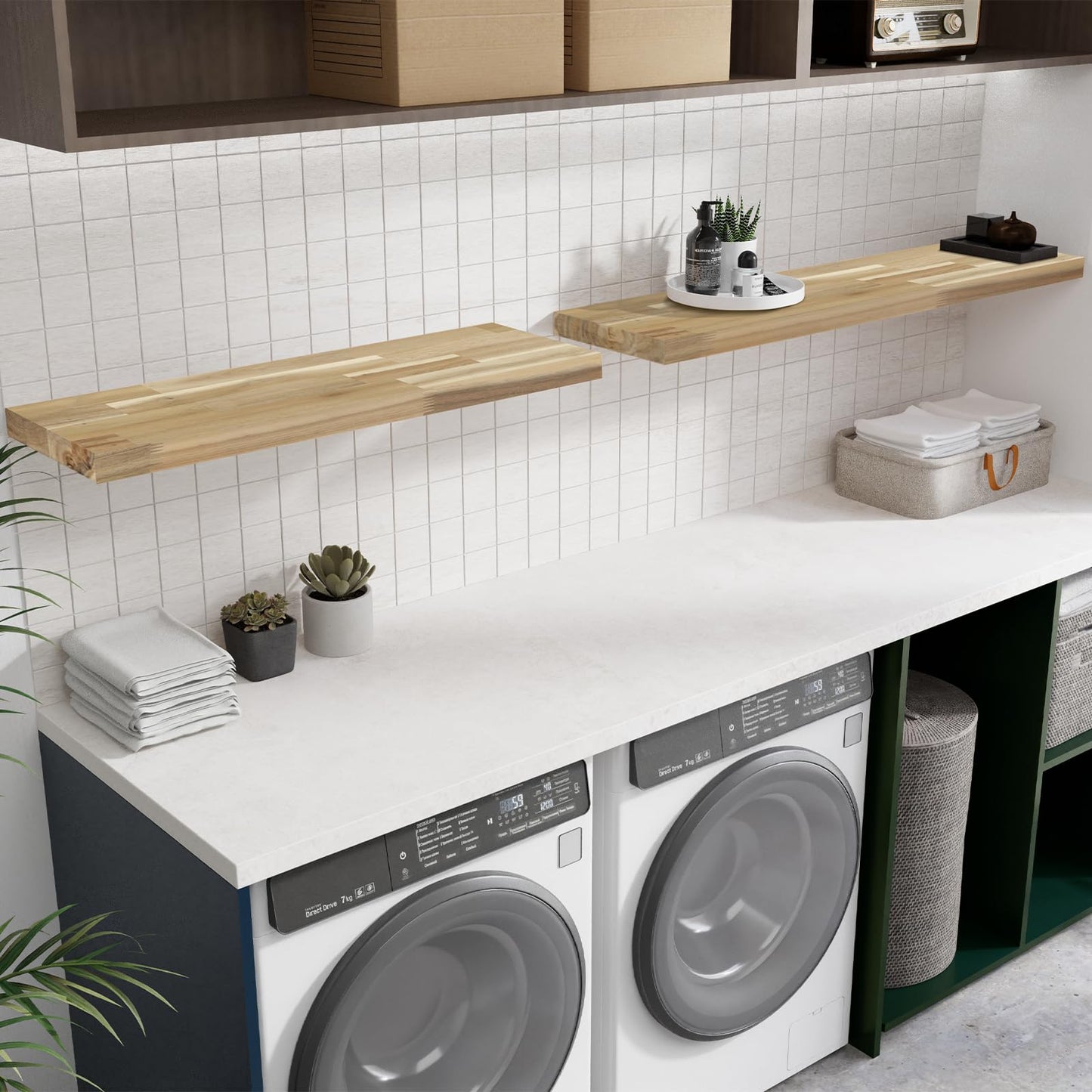 Howizz Acacia Butcher Block Shelf 12" x 36" x 1.5" Inches, Unfinished Solid Wood Shelf Board, Wooden Plank Board