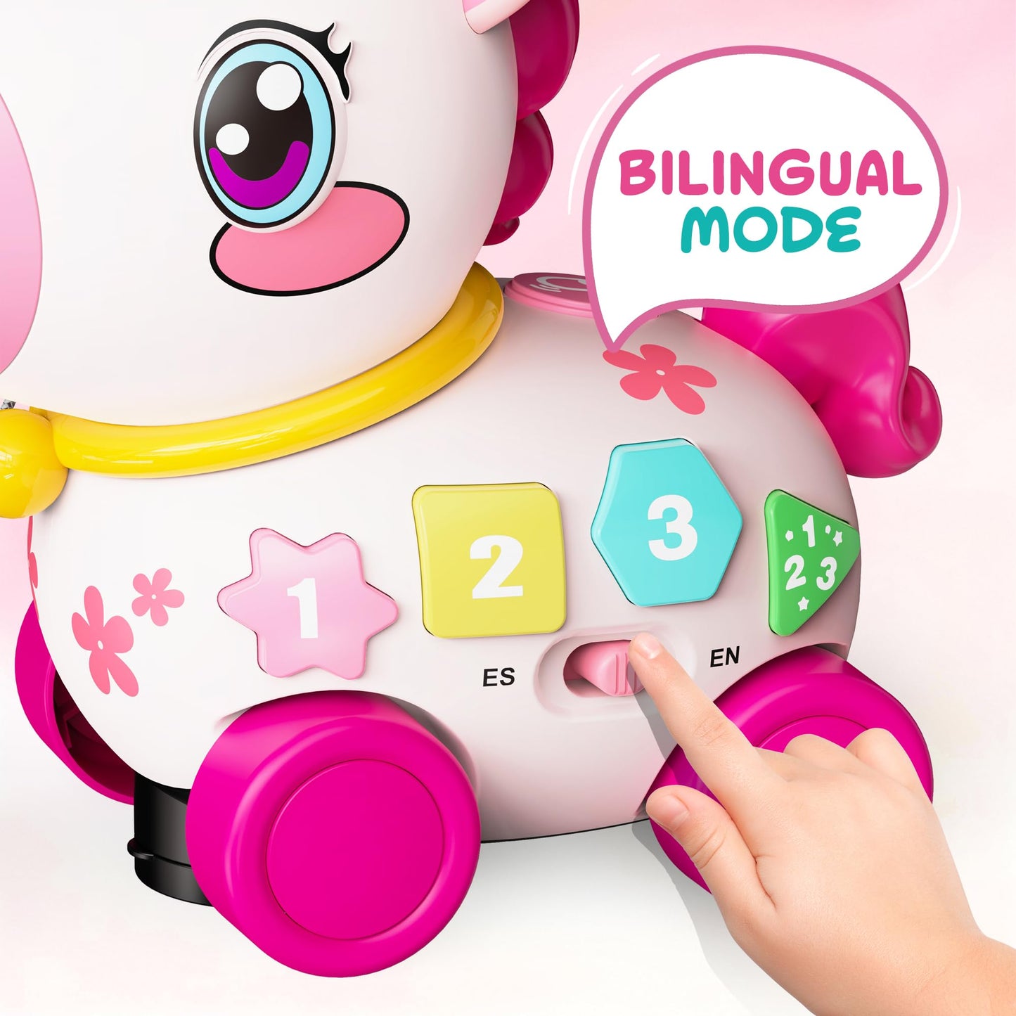 Ingbear Unicorn Toys for 1 Year Old Girl Gifts, Baby Musical Learning Toys 6-9-12-18 Months, Bilingual Educational Toys with Light, Christmas Birthday Gifts for Girl & Boys ﻿