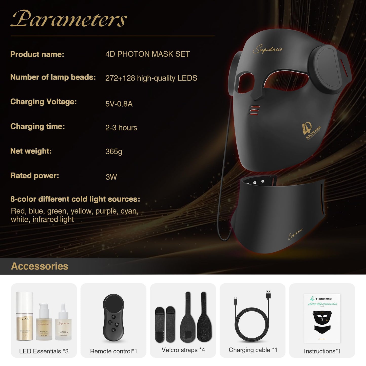 Red Light for Face and Neck, 7 Colors Facial Skin Care Tool for Home Use