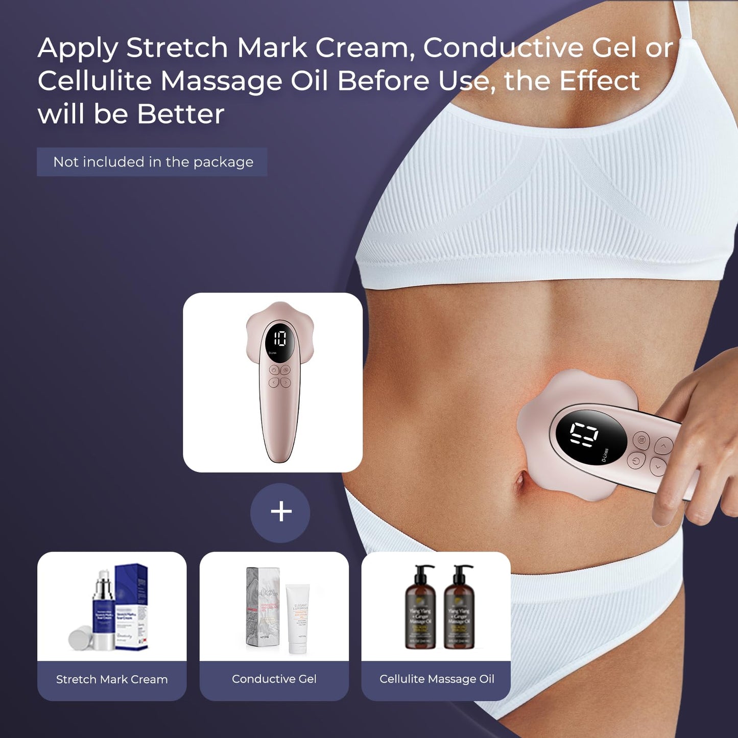 Oranmagic Professional Electric Body Massager Machine- Upgraded Portable Skin Tightening Massager with Heating for Belly, Waist, Arms, Buttocks, Legs, Wireless & Lightweight