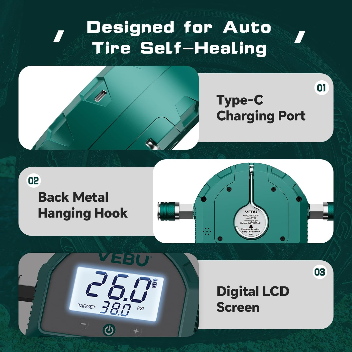 VEBU Auto Shut Off Tire Deflation Inflation Controller, 5-150PSI Air Pressure Manifold with Preset, Memory & Digital Display (Air Hose not Included)