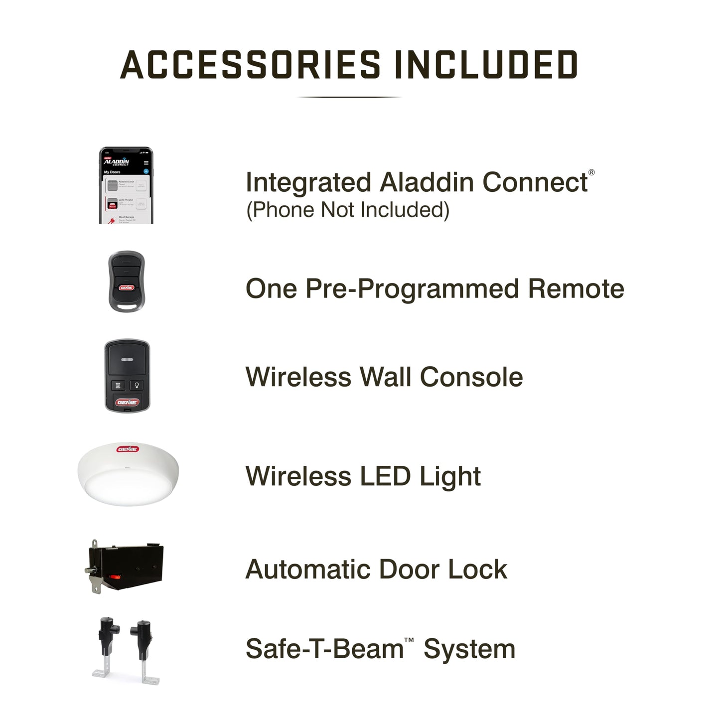 Genie 6172H-O Wall Mount Smart Garage Door Opener with Aladdin Connect, Wall Mounted Compact Space Saving Opener