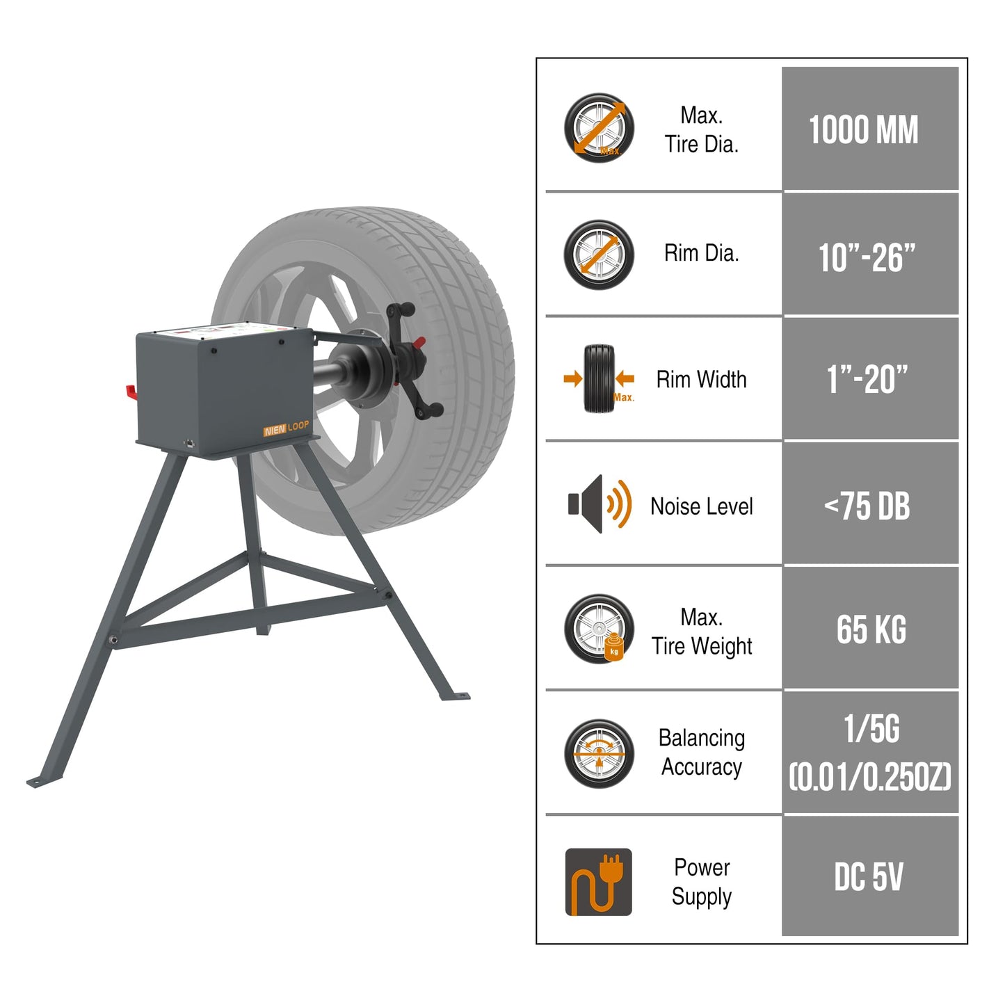 Nienloop Manual Wheel Balancer Machine, Portable Wheel Balancing Tool Charged by USB