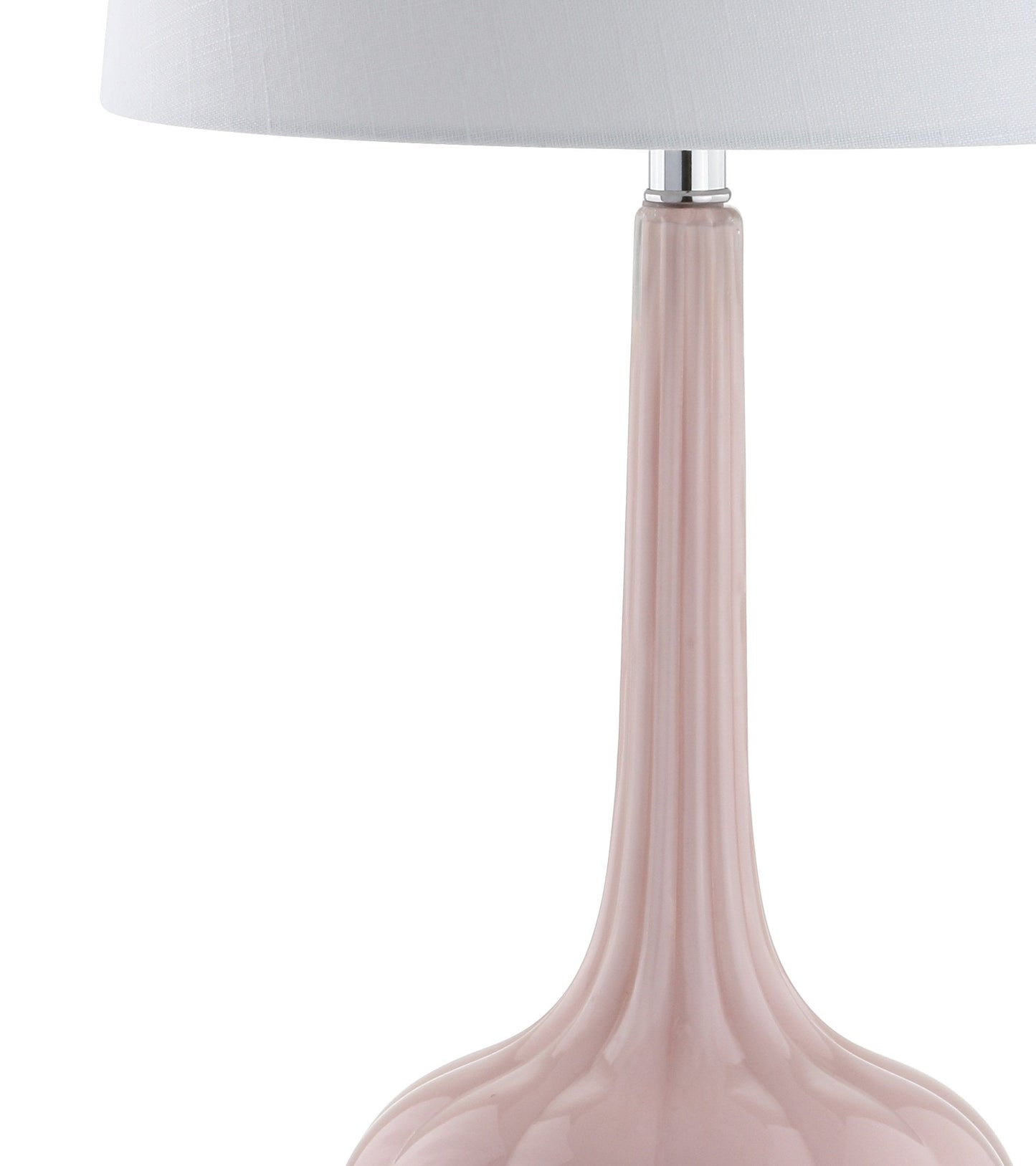 JONATHAN Y 28.5" Pink Glass Teardrop LED Table Lamp Set of 2 for Living Room Bedroom Nightstand, White Linen Shade Modern Transitional Bedside Desk Lamp JYL1079A-SET2
