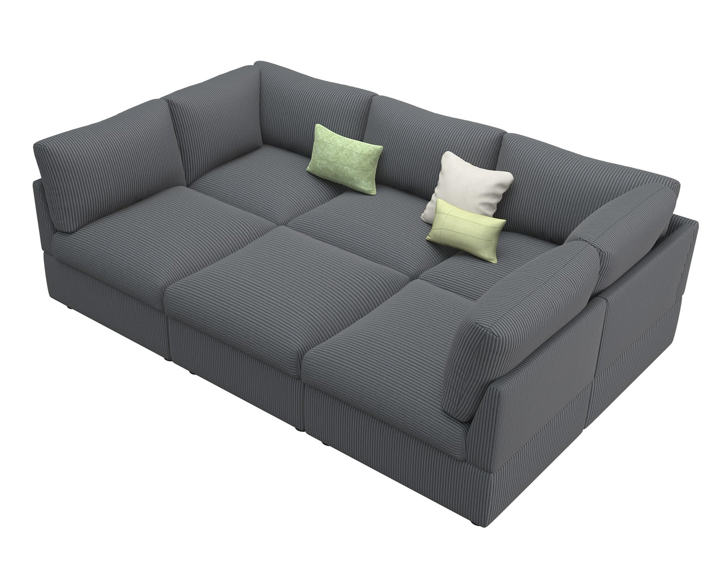 Jocisland Oversized Modular Sectional Sofa with 32" Deep Seat, 6 Seater Sectional Couch, Modular Sofa for Living Rooms, Tool-Free Assembly, Flexible Modular Couch Layout-Corduroy Gray
