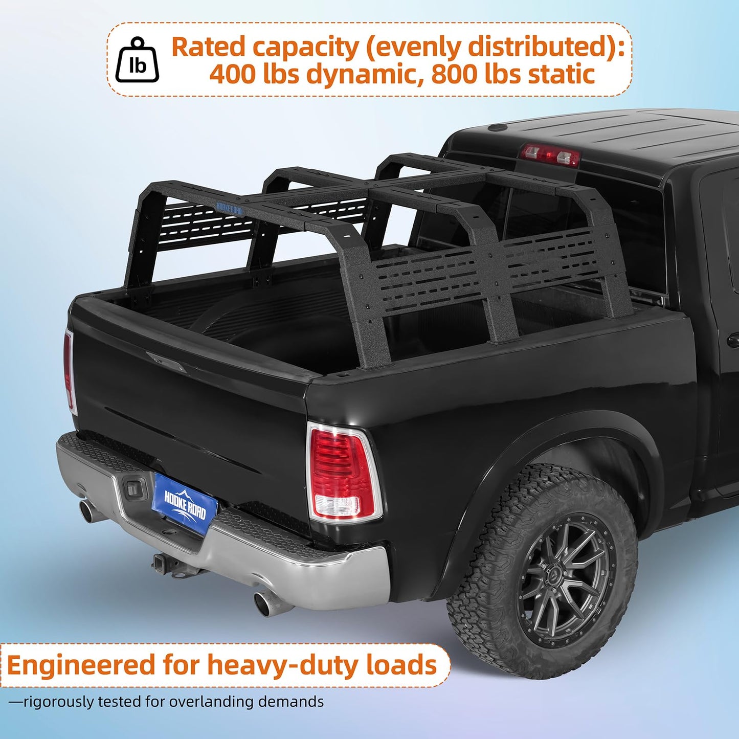 Hooke Road Overland Truck Bed Rack for Ford F-150 & Raptor, Toyota Tundra, Tacoma 6' Bed, Silverado 1500 & Sierra 1500, Ram 1500-19" High 55" Length for Full-Size Trucks