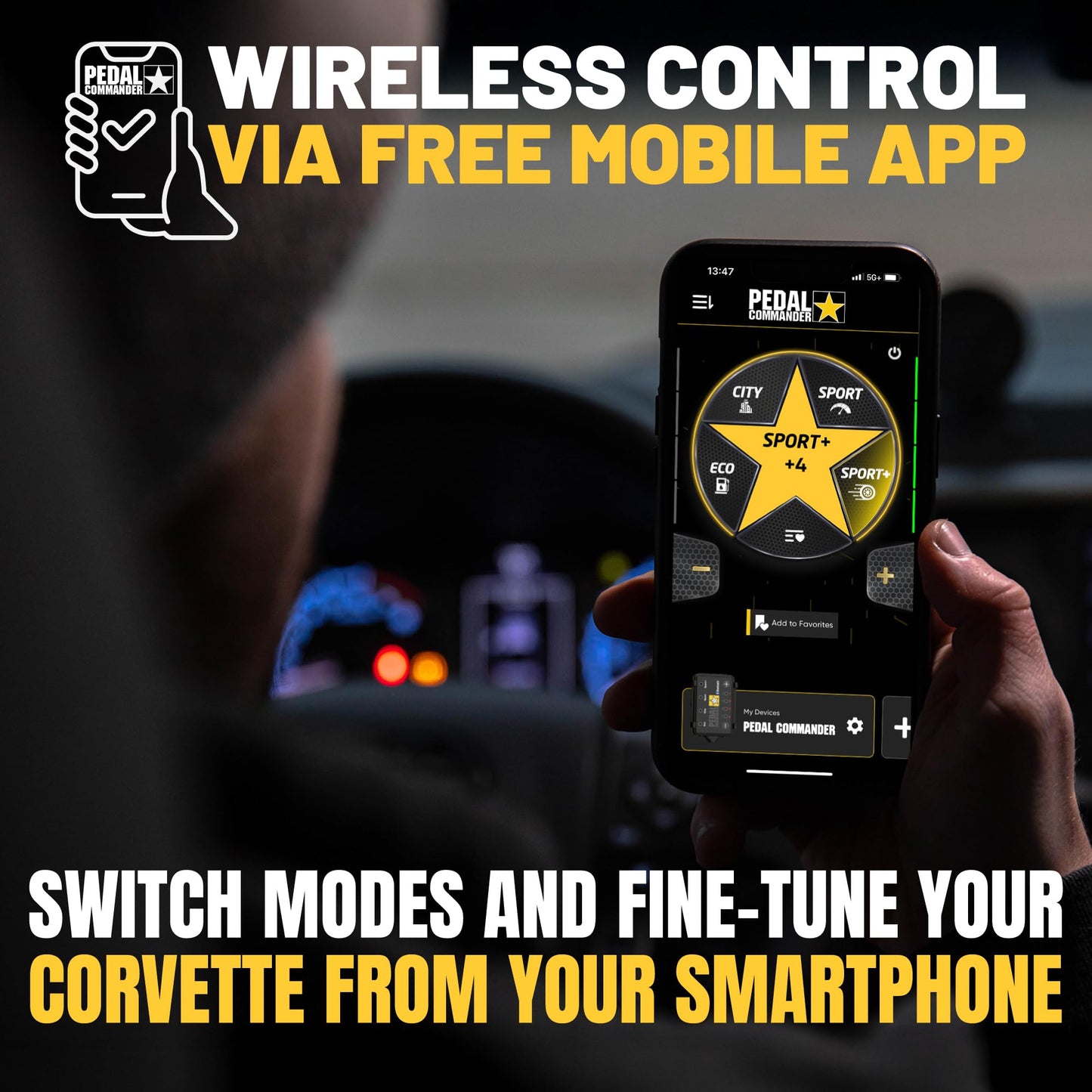 PEDAL COMMANDER for Chevrolet Corvette C8 2020-2026 Throttle Response Controller - Plug-and-Play, 4 Modes & App Control, Throttle Controller Performance Upgrades, Corvette Accessories
