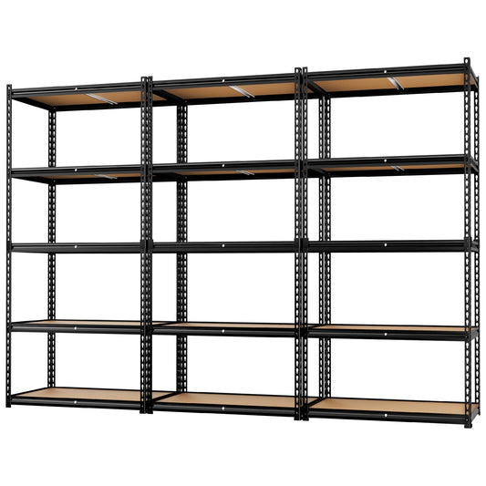 LEVELEVE 5-Tier Heavy Duty Storage Shelving Unit, 2000 lbs Capacity, Adjustable Metal Utility Shelf, 48" L x 18" W x 73" H for Garage, Kitchen, Pantry, Basement, Bathroom, Laundry,3 Pack