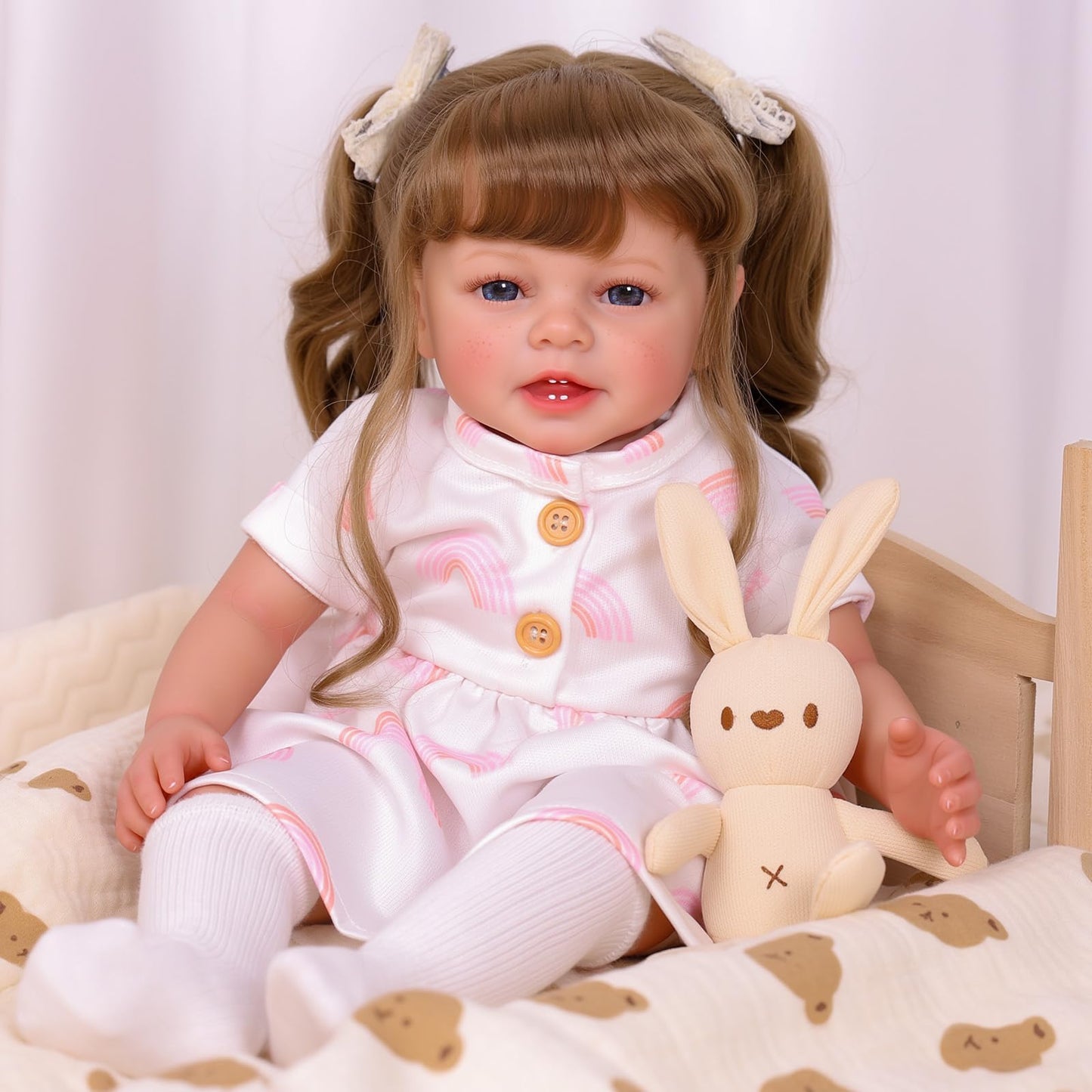 BABESIDE Lifelike Reborn Baby Dolls with Freckles, 20 Inch Realistic Newborn Real Life Doll Girl Soft Vinyl and Cloth Body Baby Dolls with Toy & Gift Box for Kids Age 3 +