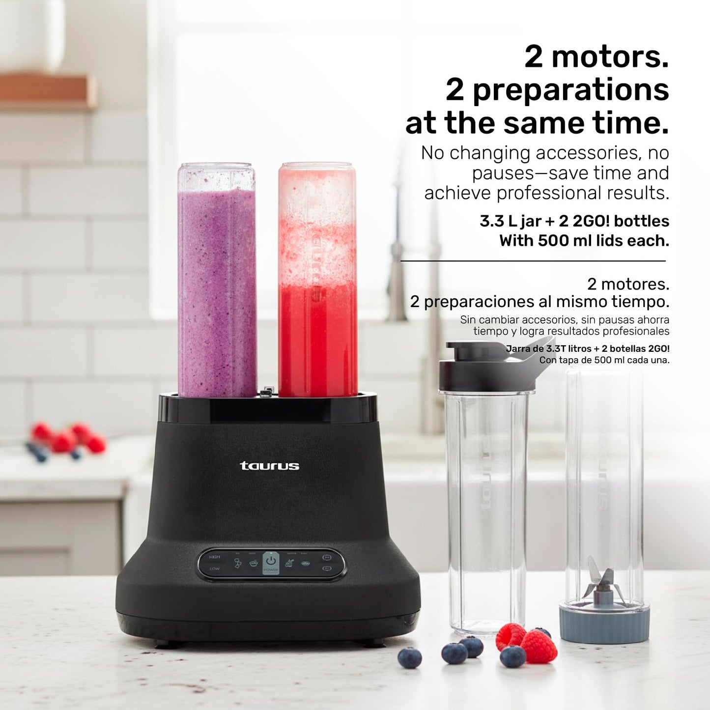 High-Performance Countertop Blender – 1500W Professional Power, 8 Presets, 64oz Tritan Jar, Self-Cleaning, Smoothie & Hot Soup Maker for Home & Kitchen, Blaze by Taurus