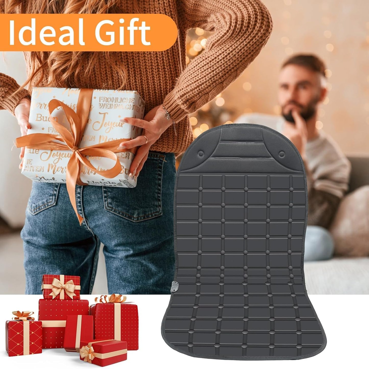 TAILERRI 2 Pack Seat Cushion Winter Cover for Full Back and Seat (Black)