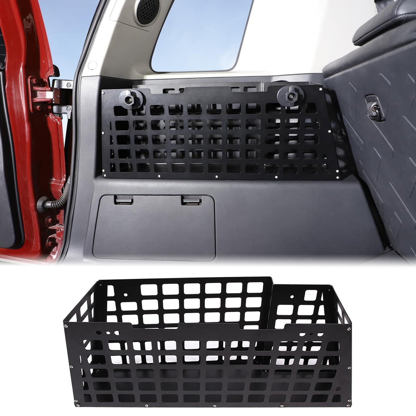 Aunginsy Trunk Organizer Compatible with Toyota FJ Cruiser 2007-2021 Accessories, Aluminum Car Rear Left Side Storage Holder Multifunctional Trunk Storage Box Basket Rear Cargo Racks Add Trunk Space