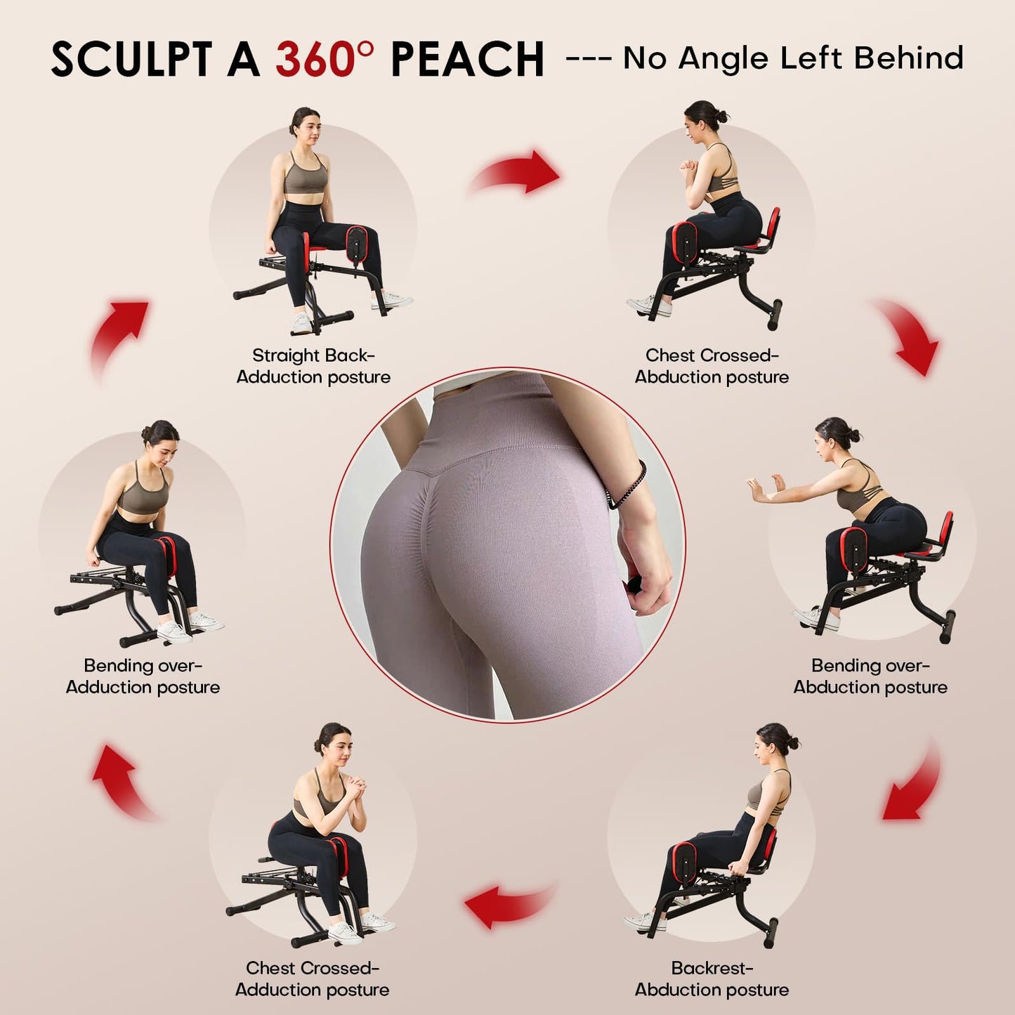 Ocdin Hip Abductor Adductor Machine for Home Gym, Inner and Outer Thigh and Glute Workout System (Black)