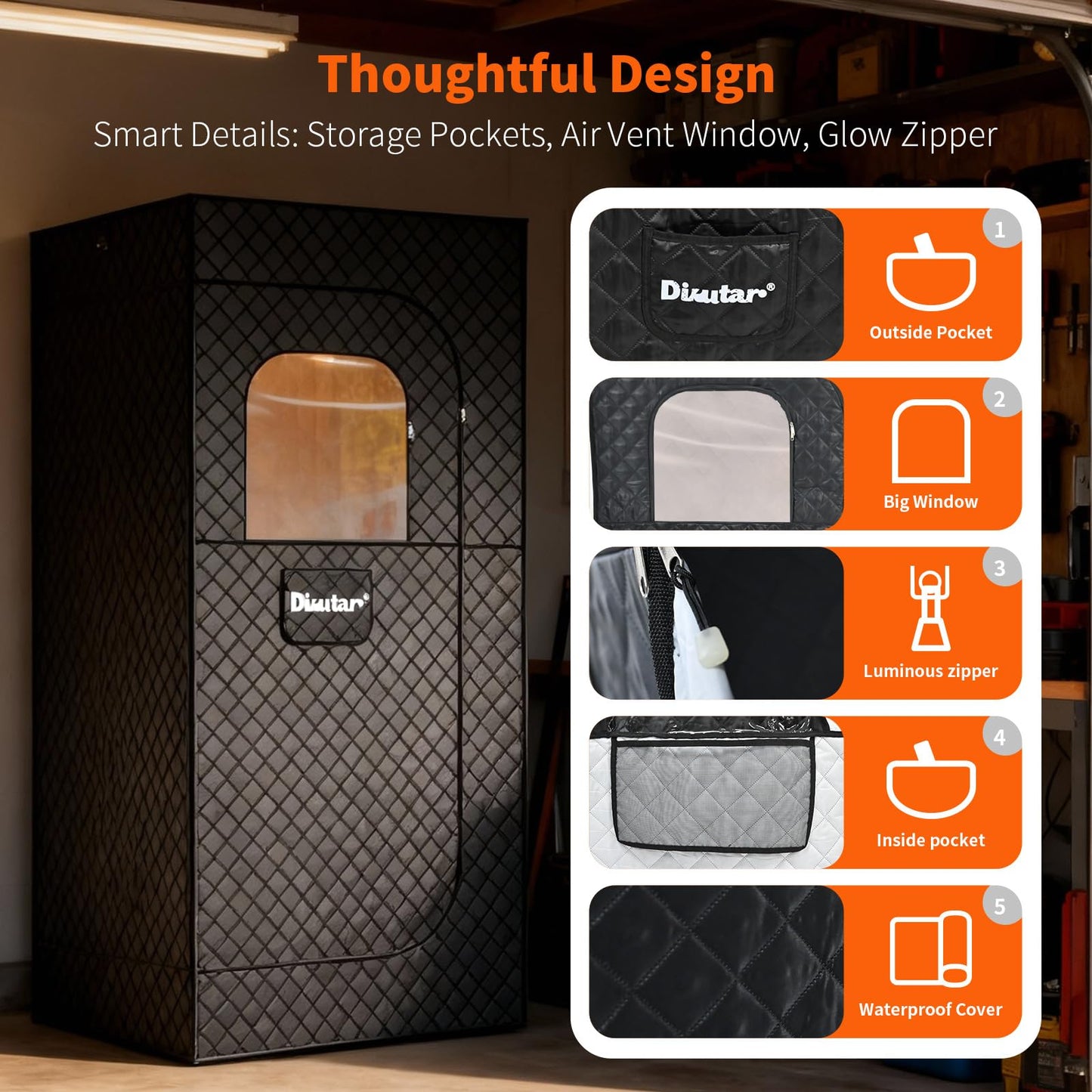 Sauna Box - Portable Sauna for Home with Upgraded 3L 1500W Steamer, Folding Chair and Non-Slip Mat for Relaxation Spa, 5-Layer Waterproof & Insulated Steam Saunas Tent, 3 * 3 * 6ft, Larger (Black)