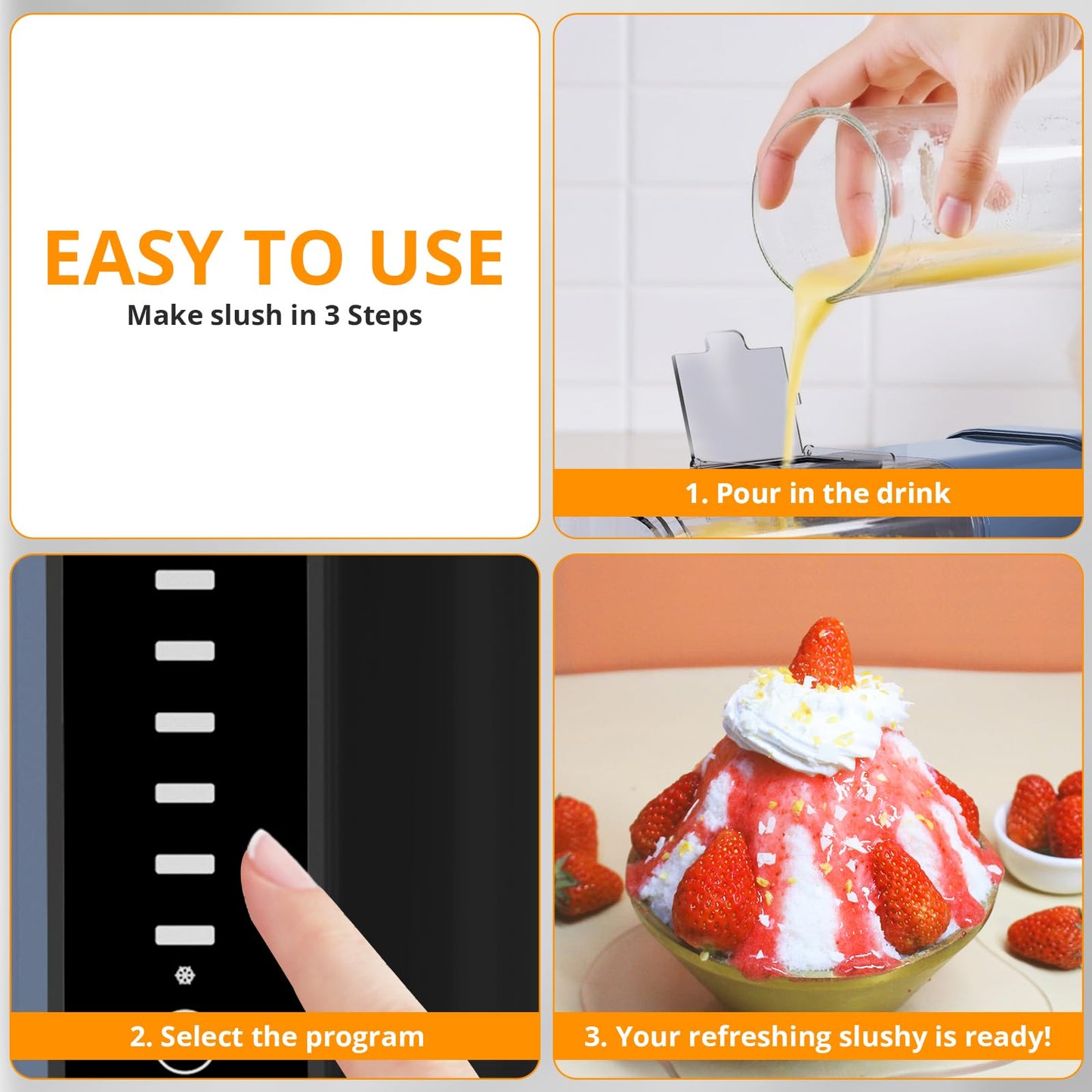 Slushie Machine, Sand Ice Maker, Frozen Drink Maker with 6 Preset Modes | No Ice Needed | Self-Cleaning Slush Machine for Home or Commercial Use | Perfect for Smoothies, Margaritas, Milkshakes