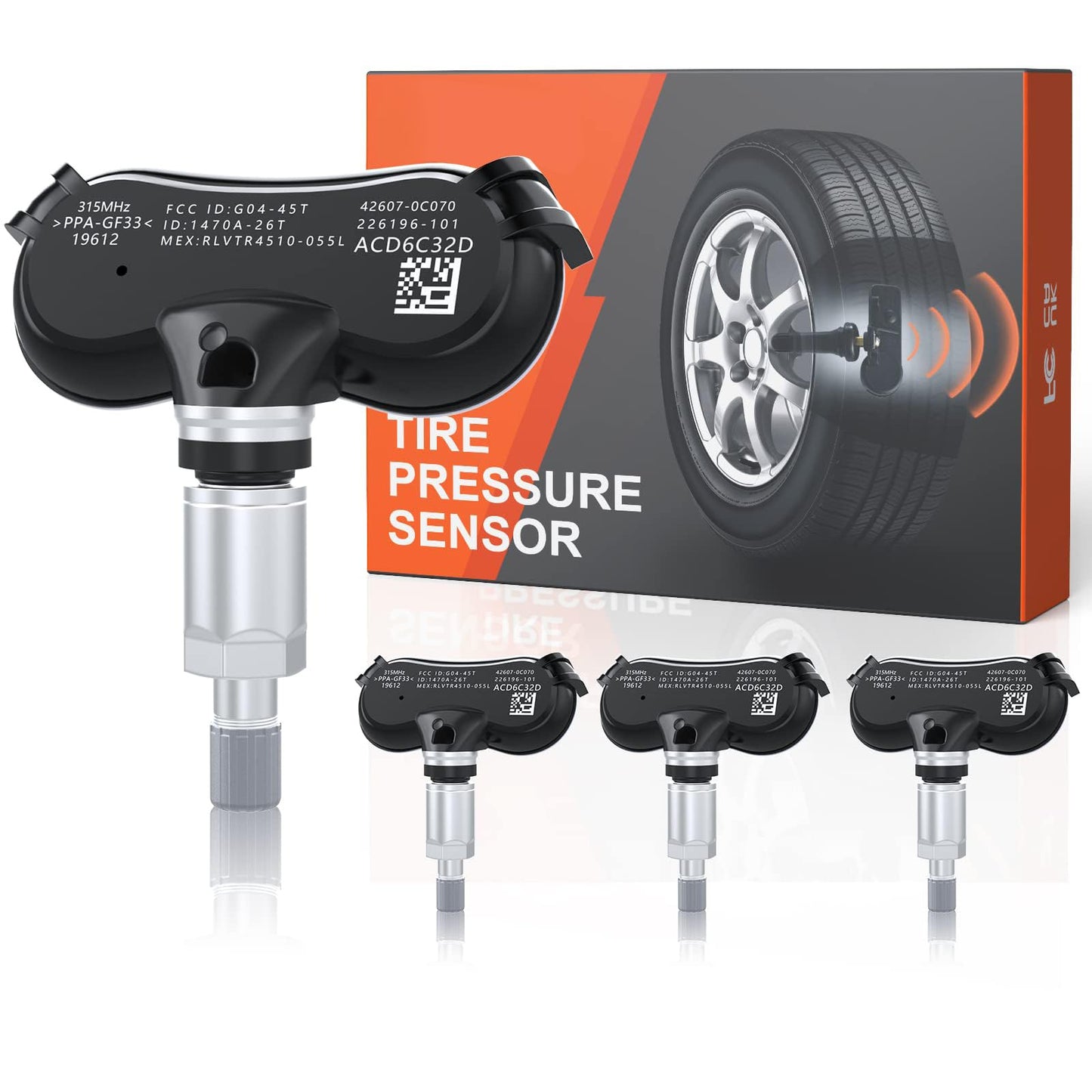 GEARMEISTER TPMS Sensor for Toyota Sequoia 2008-2017|Sienna 2007-2020|Tundra 2007-2017, Pre-Programmed Tire Pressure Sensors, 315MHz TPS Sensor Replace 426070C070 529333X200 4PCS