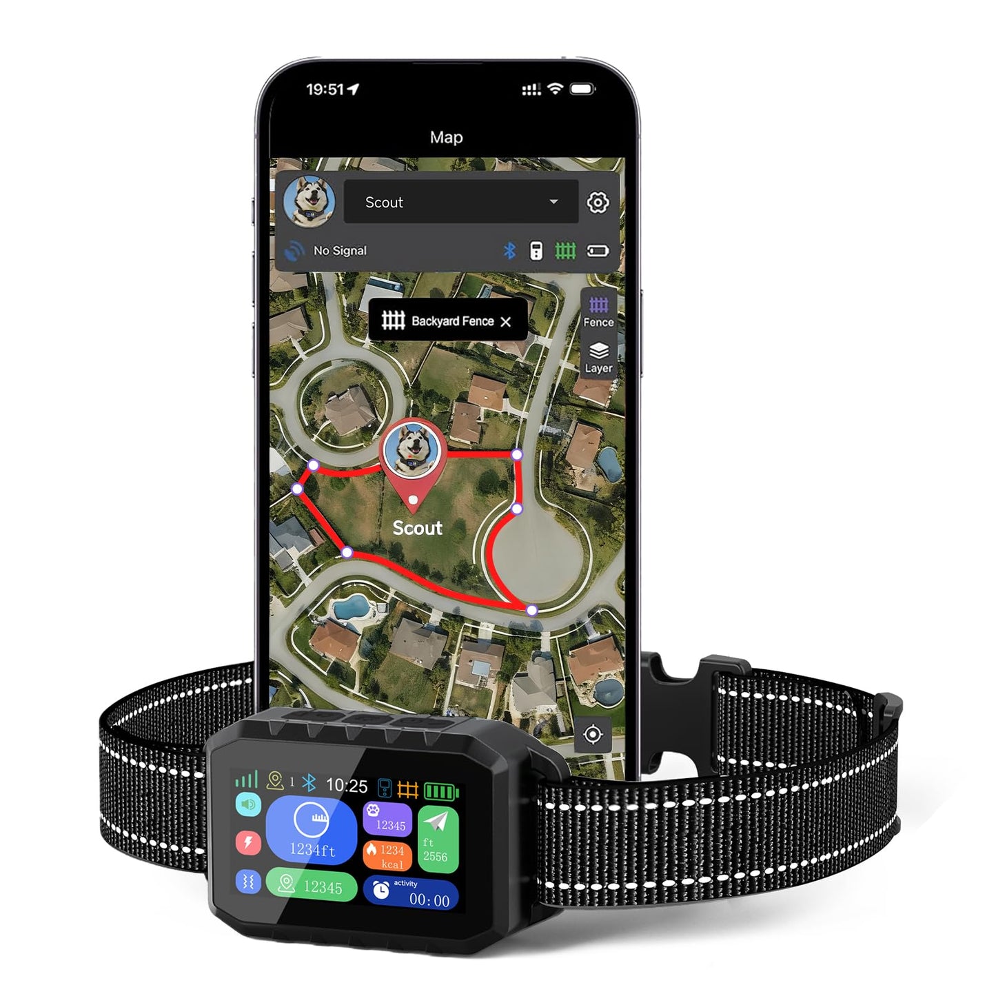 RAINLEOTI GPS Wireless Dog Fence – with Dog Collar & Free App, Custom GPS Fence, Beep/Vibration/Static Modes, IP67 Waterproof, Long Battery Life, for Dogs 10–120 lbs