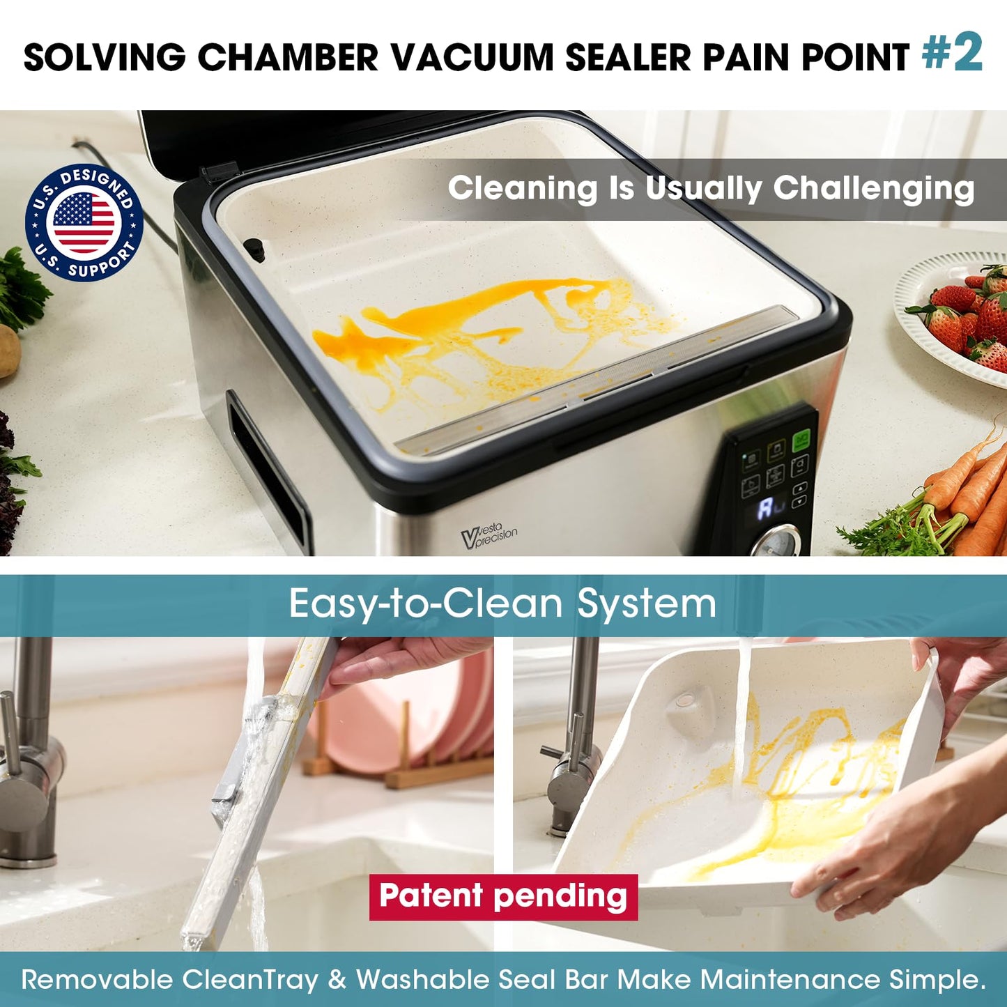 Vesta Precision 12” Chamber Vacuum Sealer, Smart Auto Vacuum Time, Easy-to-Clean System, Commercial-Grade Pump, Deep Chamber for Liquids, Meats, Mason Jars & Sous Vide, V513