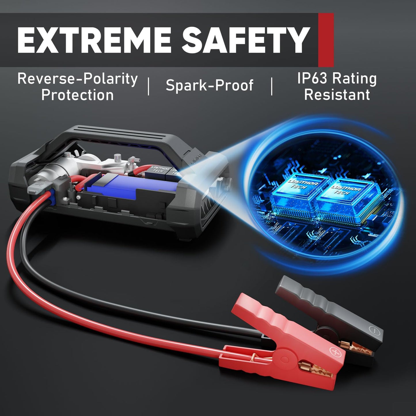 LOKITHOR JA300 1500Amp Jump Starter with 150PSI Air Compressor and AW401 2500Amp Jump Starter with 200PSI Car Washer