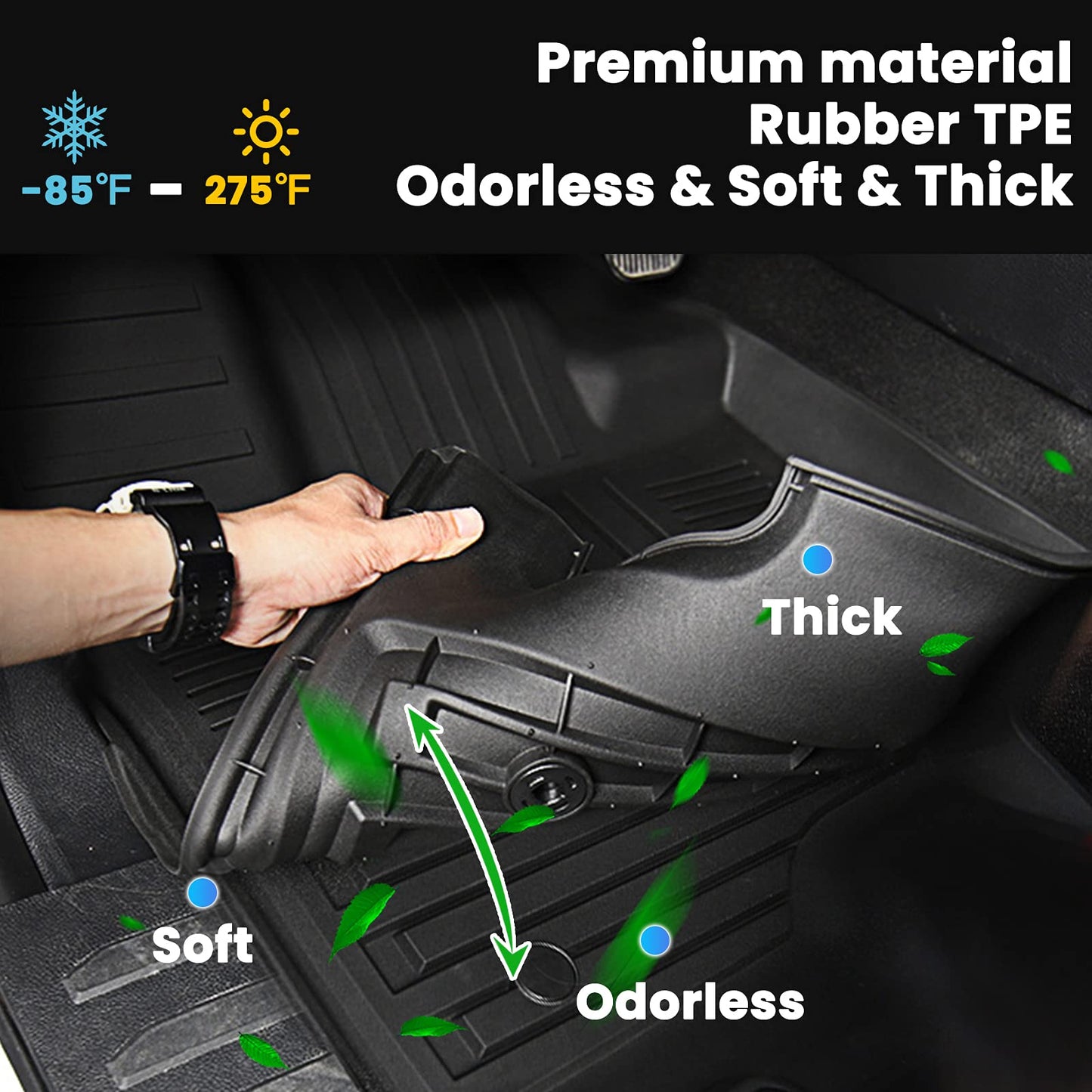 Auxko All Weather Floor Mats Cargo Mat Fit for Kia K5 FWD 2021-2026 & Hyundai Sonata (Only FWD & Gas) 2020-2026 TPE Liners Accessories Guard Odorless Anti-Slip All Season Black