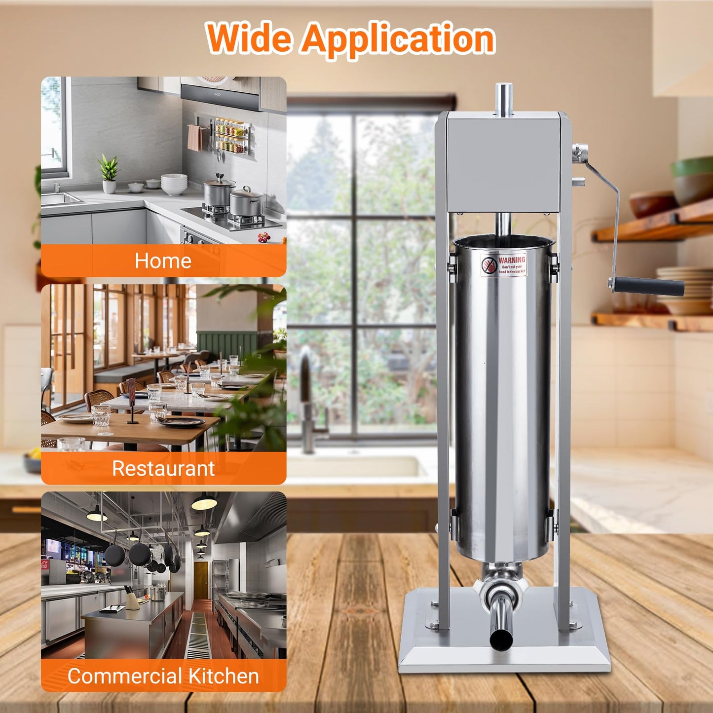 Sausage Stuffer, Manual 15LBS/7L Sausage Maker Machine, Meat Stuffer with Dual Speed, Stainless Steel Heavy Duty Sausage Filler with 5 Stuffing Tubes, for Commercial and Home Use