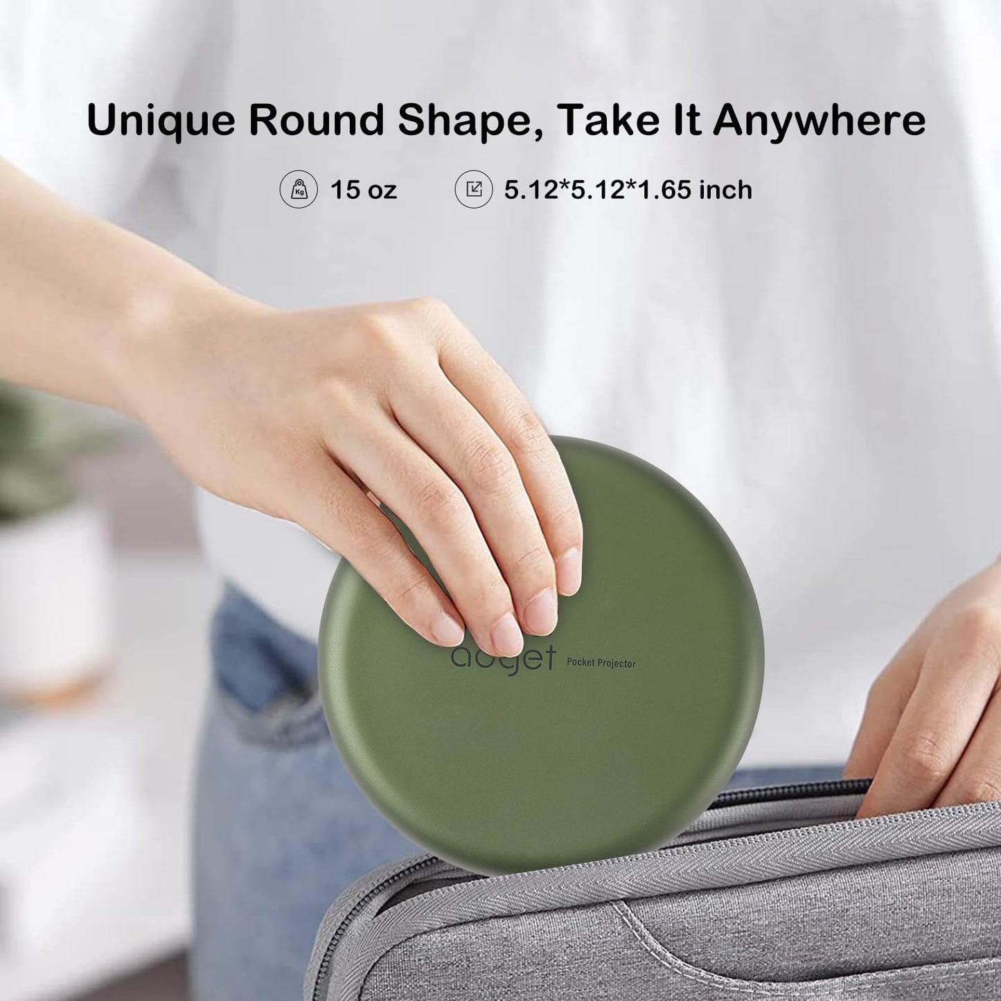 Adget iSpace2 Smart Mini Projector, 1080P Portable Projector with WiFi and Bluetooth, 360° Bluetooth Speaker, Tripod Included, Android 9.0 Rechargeable Pocket Projector for Outdoors Indoor Use (Green)