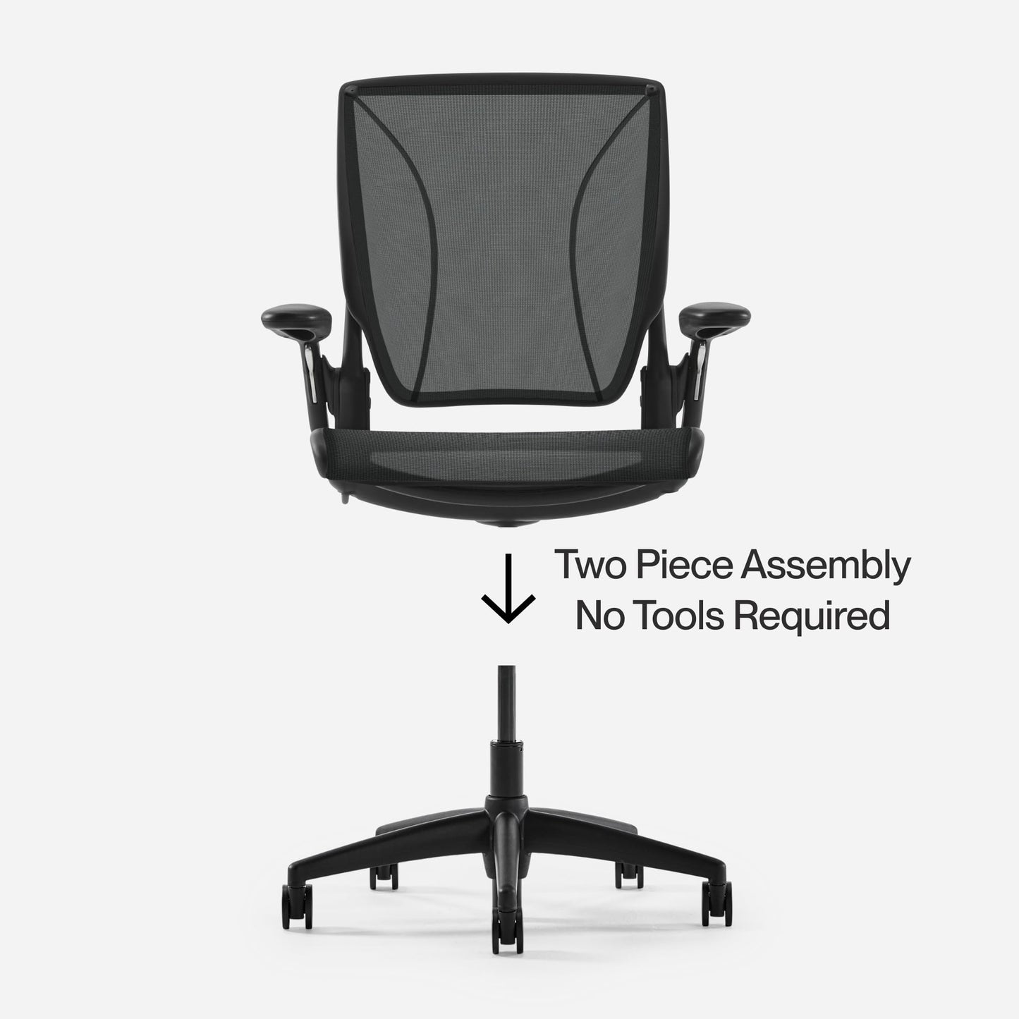 Humanscale World LM Black Catena Mesh Ergonomic Office Chair for Desk with Black Mesh Seat, Adjustable Simple Desk Chair, Black Frame
