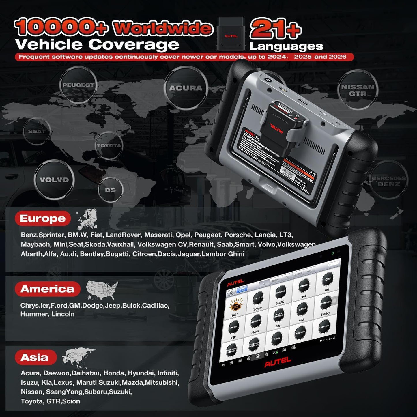 Autel Scanner MaxiCOM MK808BT PRO, 2026 Bidirectional Diagnostic Scan Tool as MK900BT, 2.0 BT Ver. of MK808S MX808S MX900 MK900, 3000+ Active Tests, 28+ Reset, Injector Coding, All Systems, FCA, OS 11