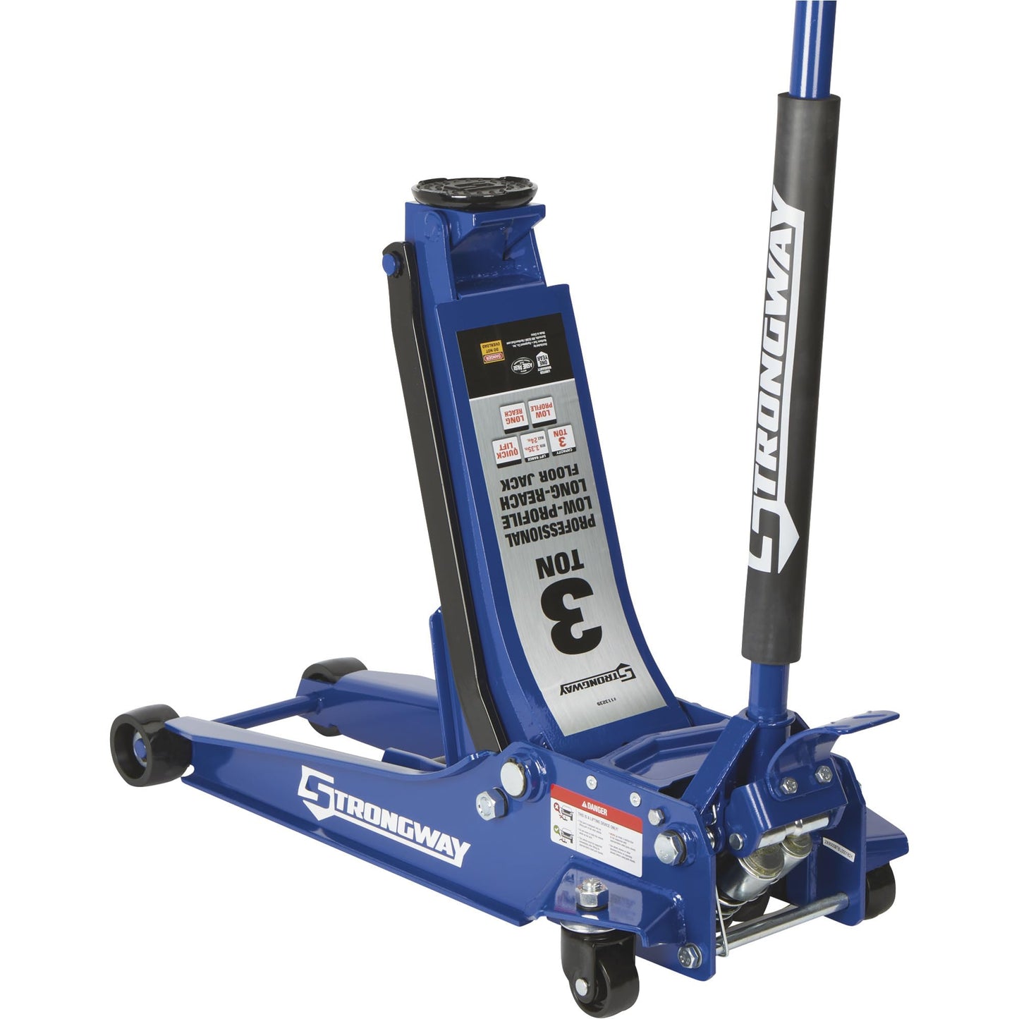 Strongway Long-Reach, Low-Profile Professional Service Floor Jack — 3-Ton Capacity