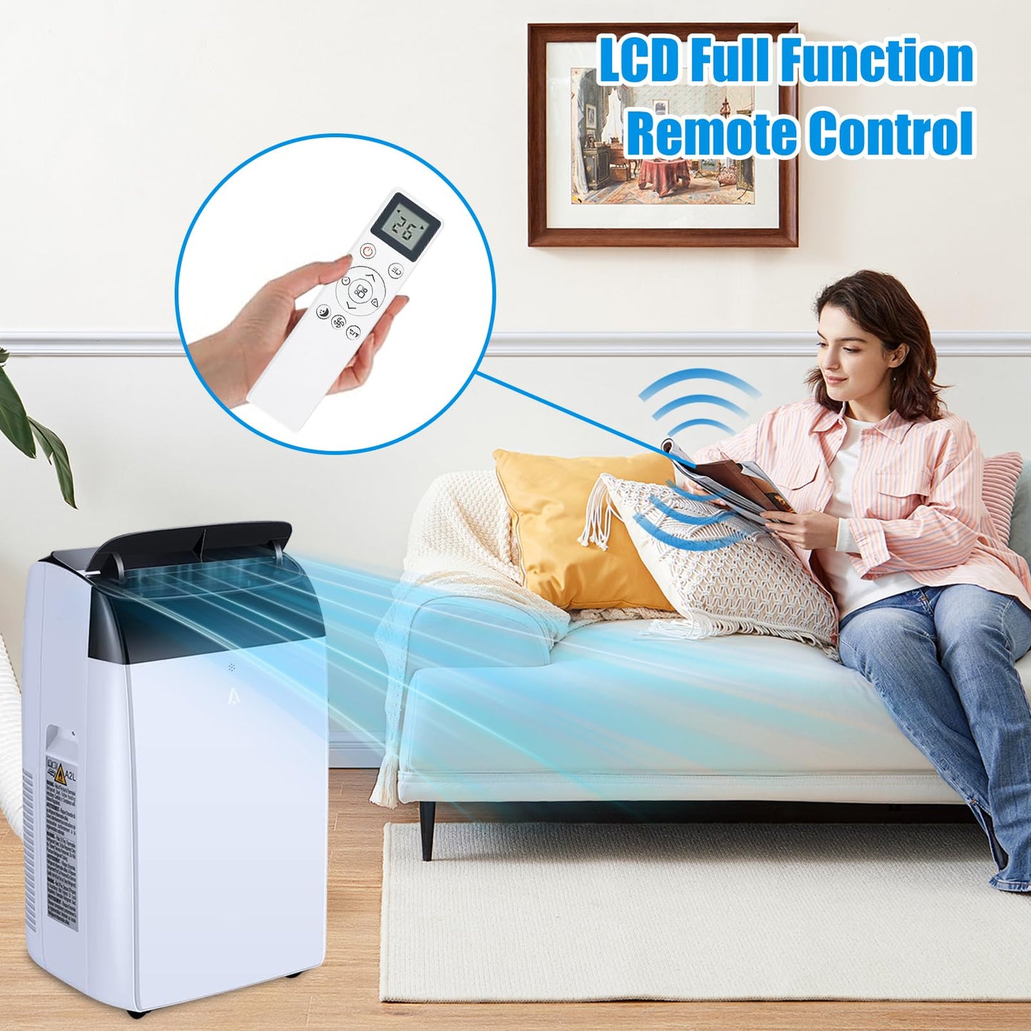 Hipicute 14000 BTU Portable Air Conditioners with Remote Control, 3-in-1 Free Standing Cooling AC Unit with Fan & Dehumidifier, Cools Room up 750 Sq. Ft, 24H Timer, Window Mount Exhaust Kit