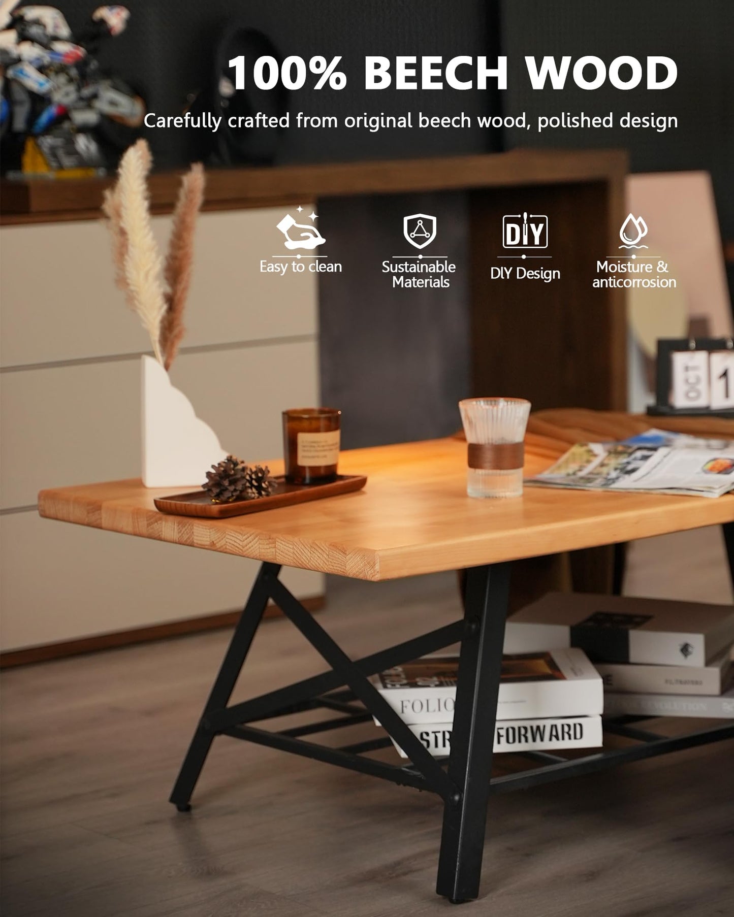30"x25" Butcher Block Counter Top, DIY Beech Countertop, 1.5'' Thick Waterproof Table Top, Used as Cutting Board, Office Desk Tops, Living and Dining Room Tables, Laundry Counters, Kitchen Island