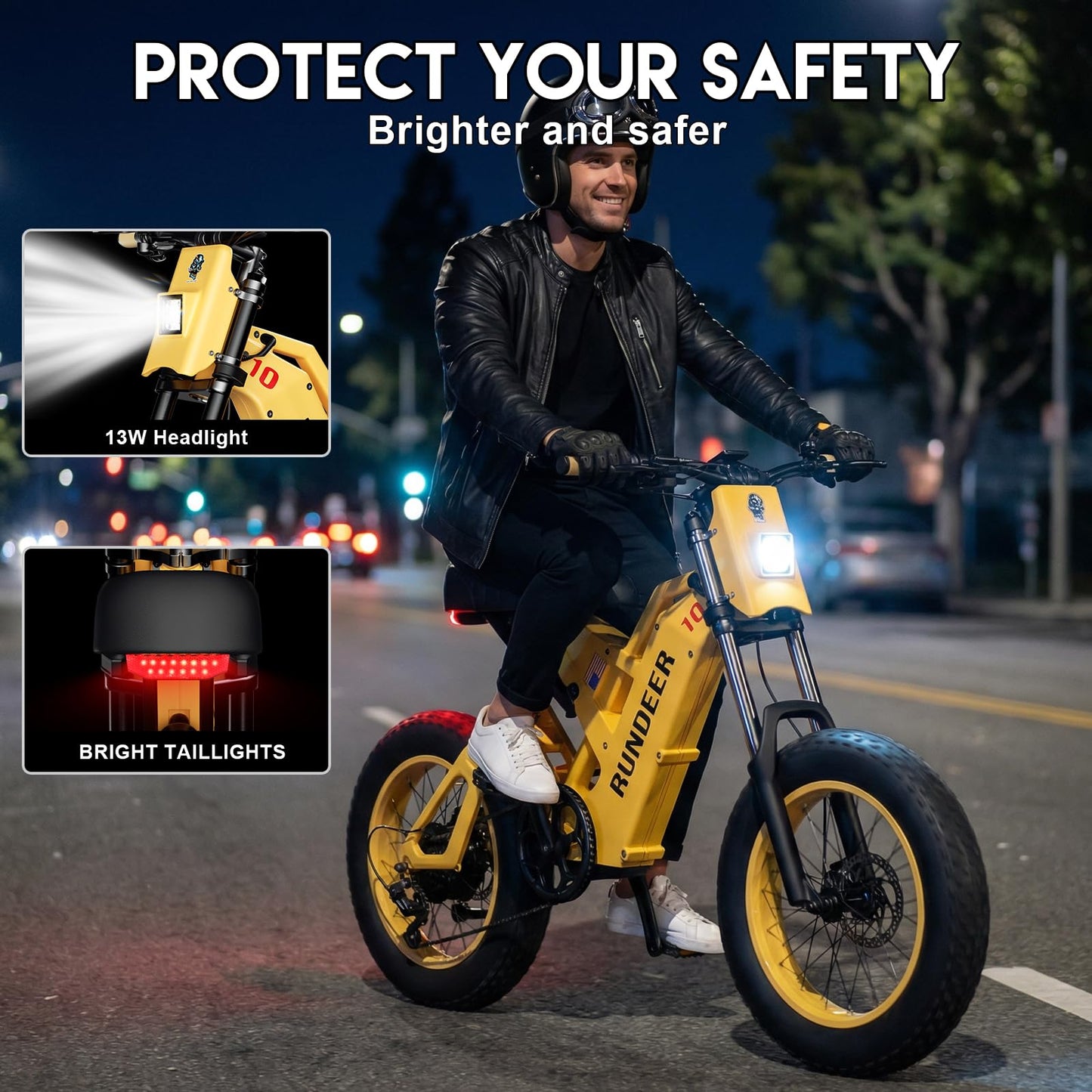 RUNDEER Electric Bike for Adults,20" Fat Tire Electric Dirt Bike,100-50 Miles Electric Motorcycle Ebikes,6000/4000/3000W Peak Motor E-Bikes,Full Suspension,3-Year Support (3000W+48V20Ah)