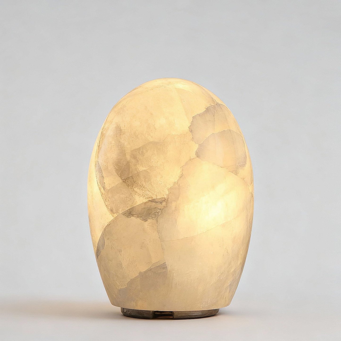 Artsolute Natural Calcite Stone Lamp – Handcrafted from Solid Crystal Stone, Dimmable Bedside Accent Light, Unique One-of-a-Kind Texture, Small Cylinder Table Lamp for Bedroom