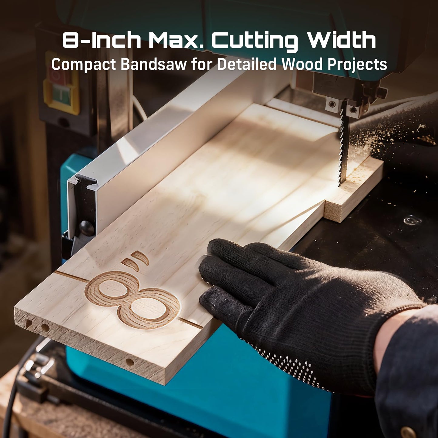 SEESII Benchtop Band Saw for Woodworking: 3A-120V Bandsaw with 8" Cutting Width, Max 3-1/8" Cutting Height, Band Saws with 0-45° Tilting Worktable&Miter Gauge&Double-Sided Fence for Detailed Woodwork