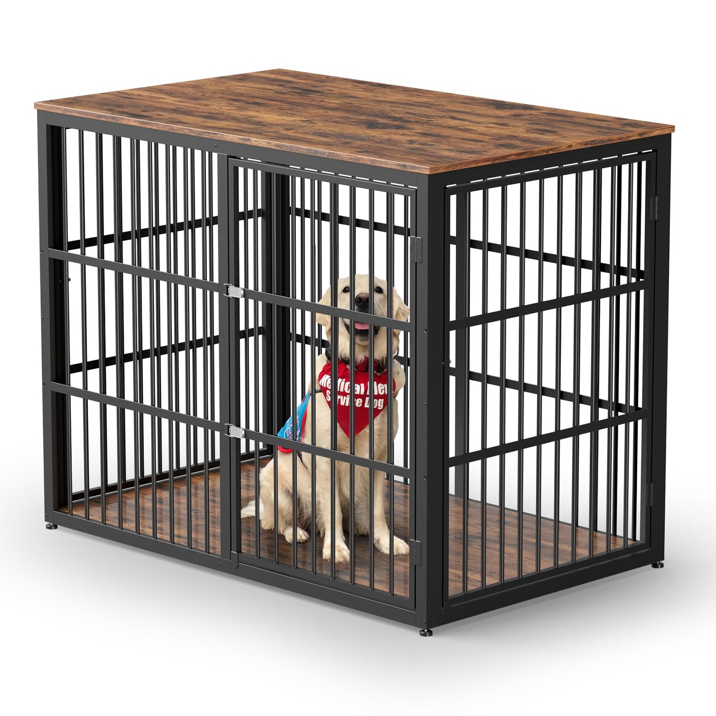 Lyromix 48'' XXL Dog Crate Furniture with 3 Doors,Wooden Crate End Table Heavy Duty Indoor Combination Cage for Medium to Large Dogs, Multiple Units Can be Combined