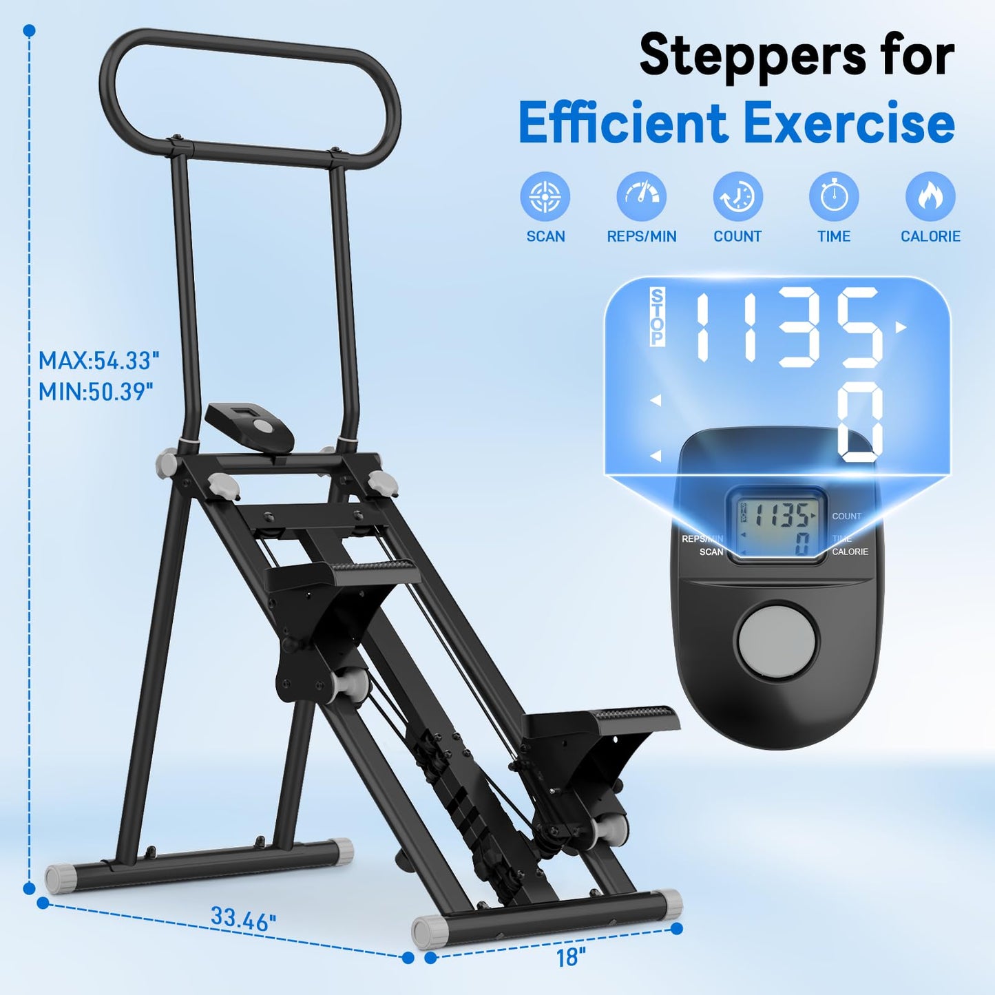 ERGOLIFE Stair Stepper with 6-Level Adjustable Resistance, 350lbs Upgrade Foldable Stairmaster Machine for Home Gym Workout, Cardio Stair Climber with Low Noise (Black)