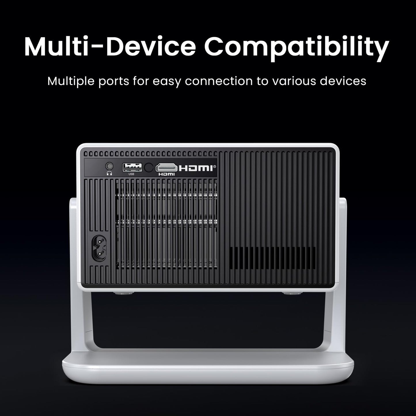 Mini Smart Projector, 1500 ANSI Portable Projector with WiFi and Bluetooth, HAPPRUN 4K Full HD Home Theater with 270° Stand, Dolby Sound, Built-in Apps,Compatible with Phone & PC, Indoor & Outdoor Use