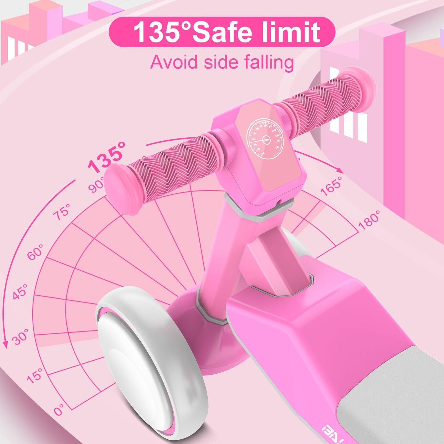 ESPRAY Colorful Lighting Baby Balance Bike Toys for 1 Year Old Girls Gifts, Toddler First Bike 12-24 Months with Adjustable Soft Seat, 4 Silent Wheels Ride on Toy, Perfect First Birthday Gift