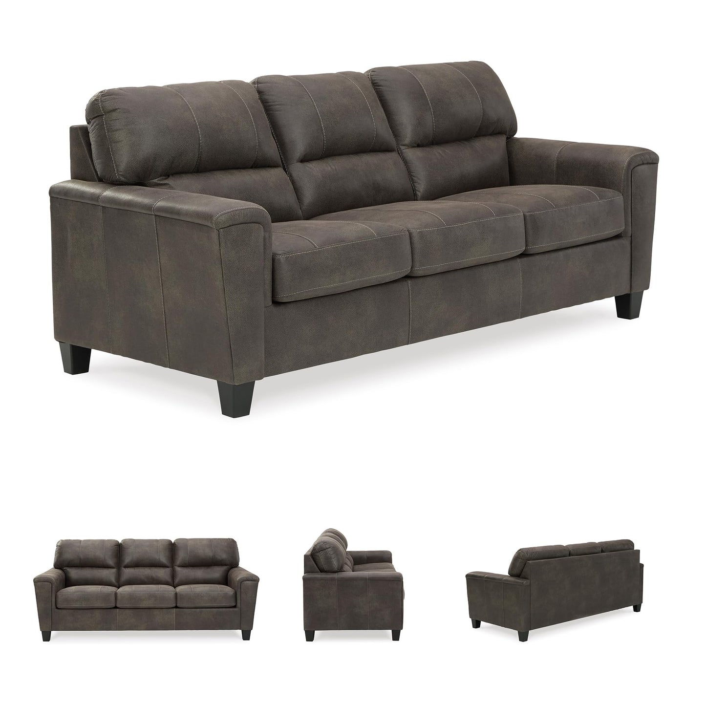 Signature Design by Ashley Navi Faux Leather Modern Sofa, Gray